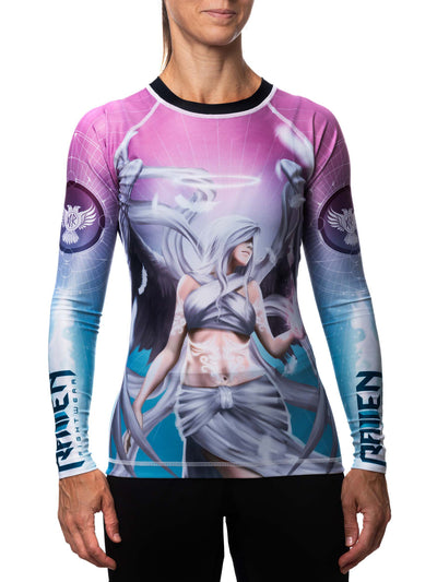 Raven Fightwear Women's Archangel Jophiel Rash Guard MMA BJJ Blue/Pink