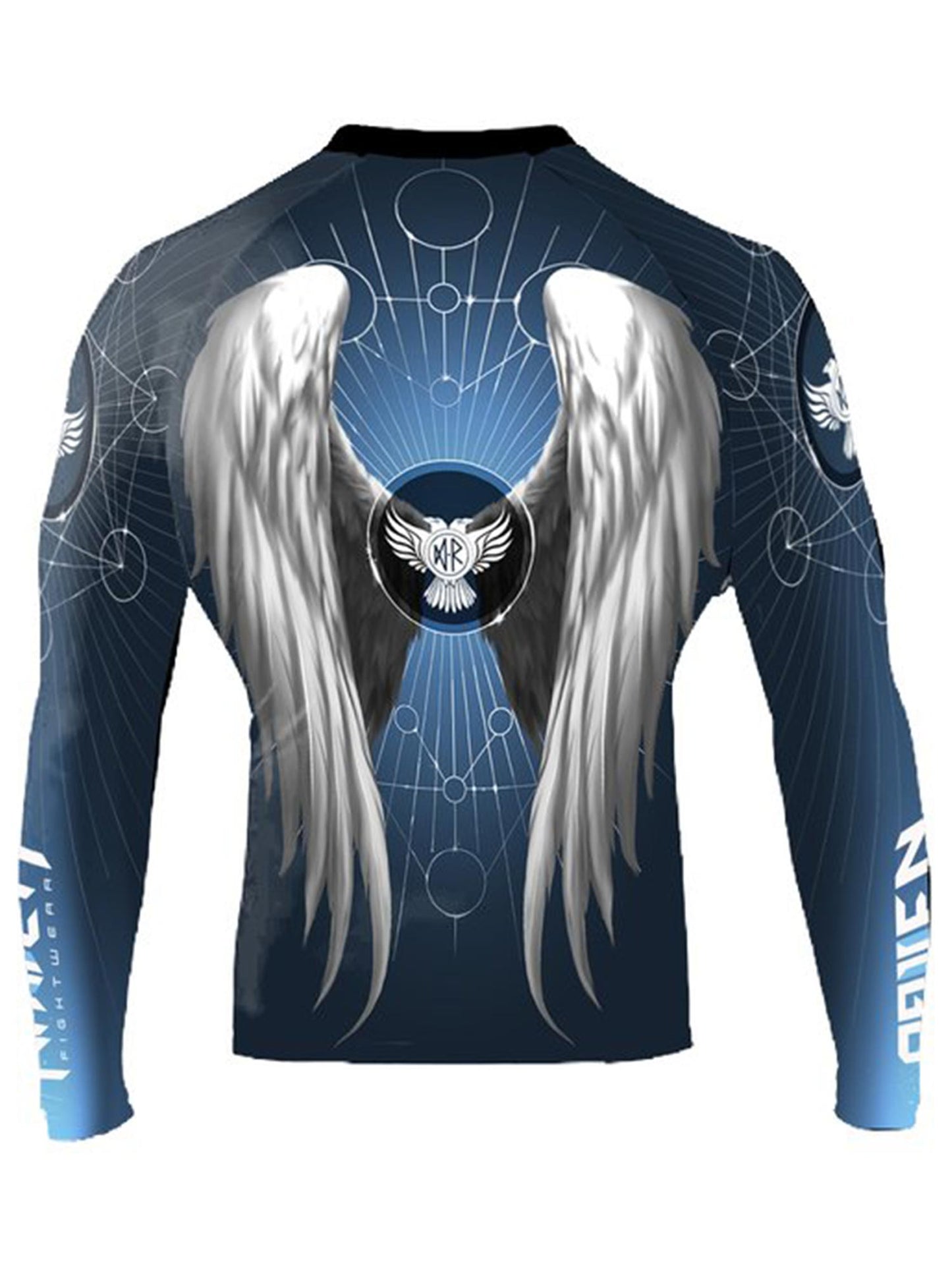 Raven Fightwear Men's Archangel Michael Rash Guard MMA BJJ Blue