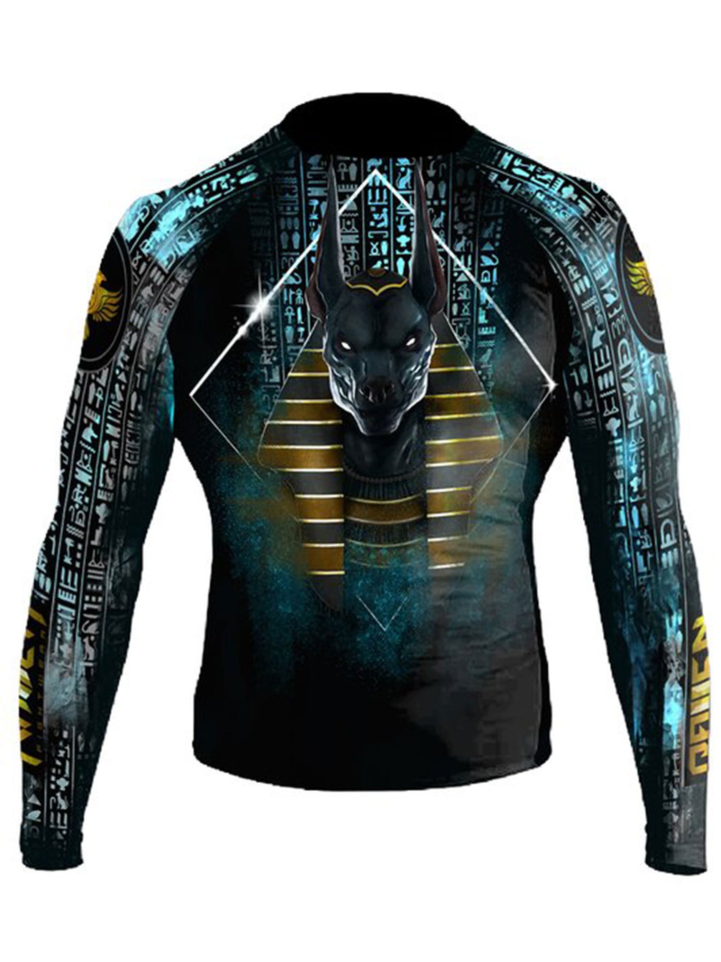 Raven Fightwear Men's The Gods of Egypt Anubis Rash Guard MMA BJJ Black