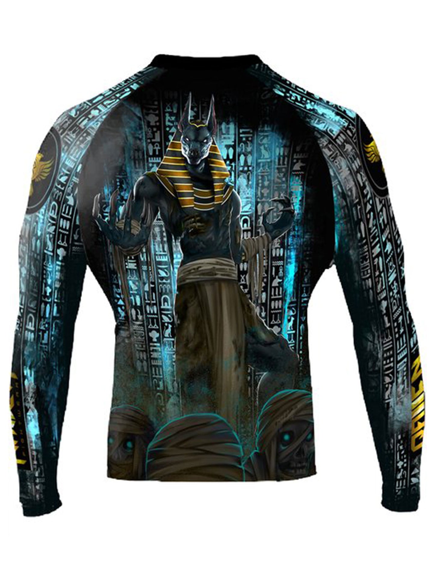 Raven Fightwear Men's The Gods of Egypt Anubis Rash Guard MMA BJJ Black