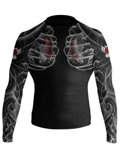 Raven Fightwear Men's Irezumi 2.0 Rash Guard MMA BJJ Black