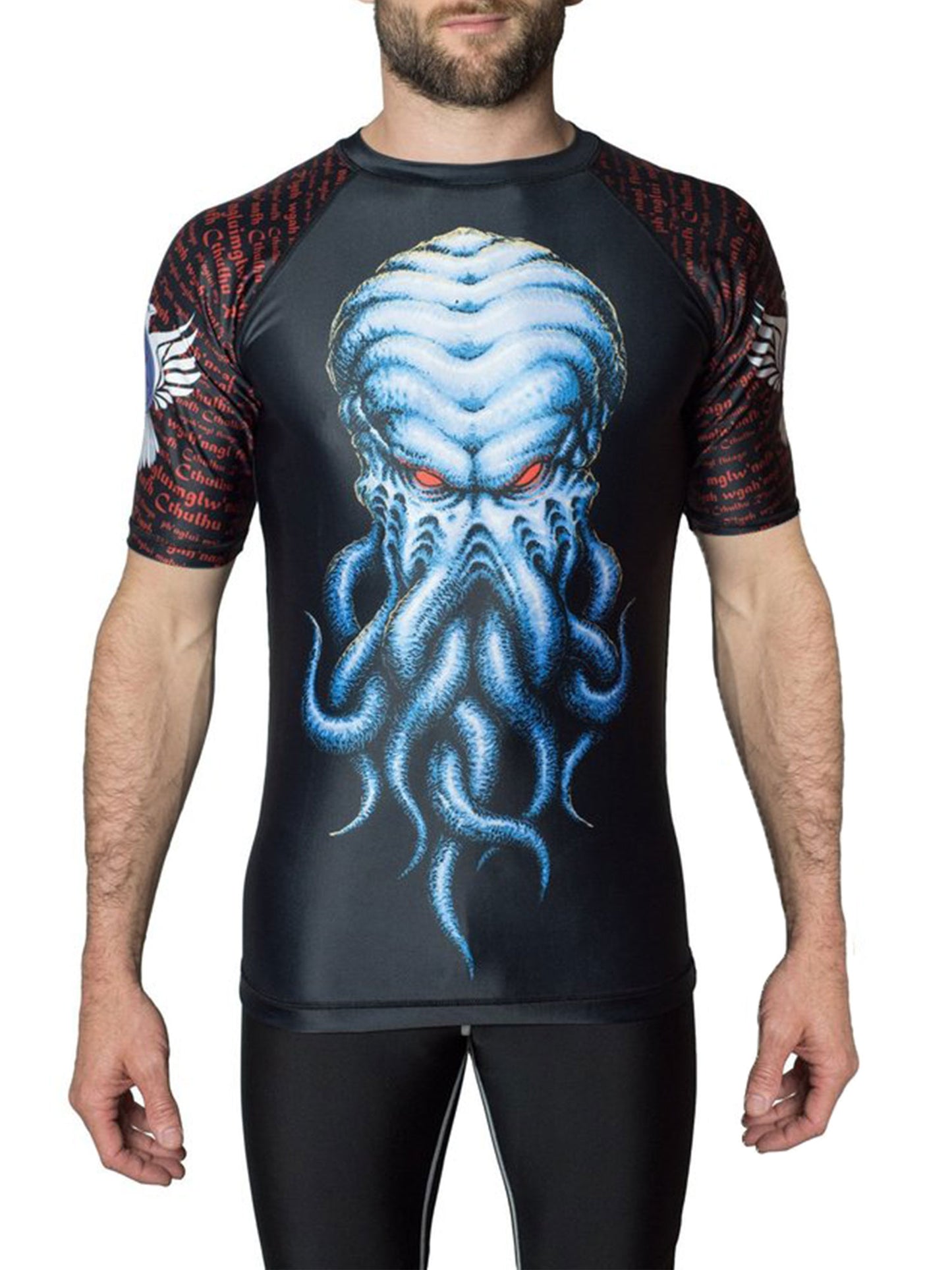 Raven Fightwear Men's Cthulhu Short Sleeve Rash Guard MMA BJJ Black