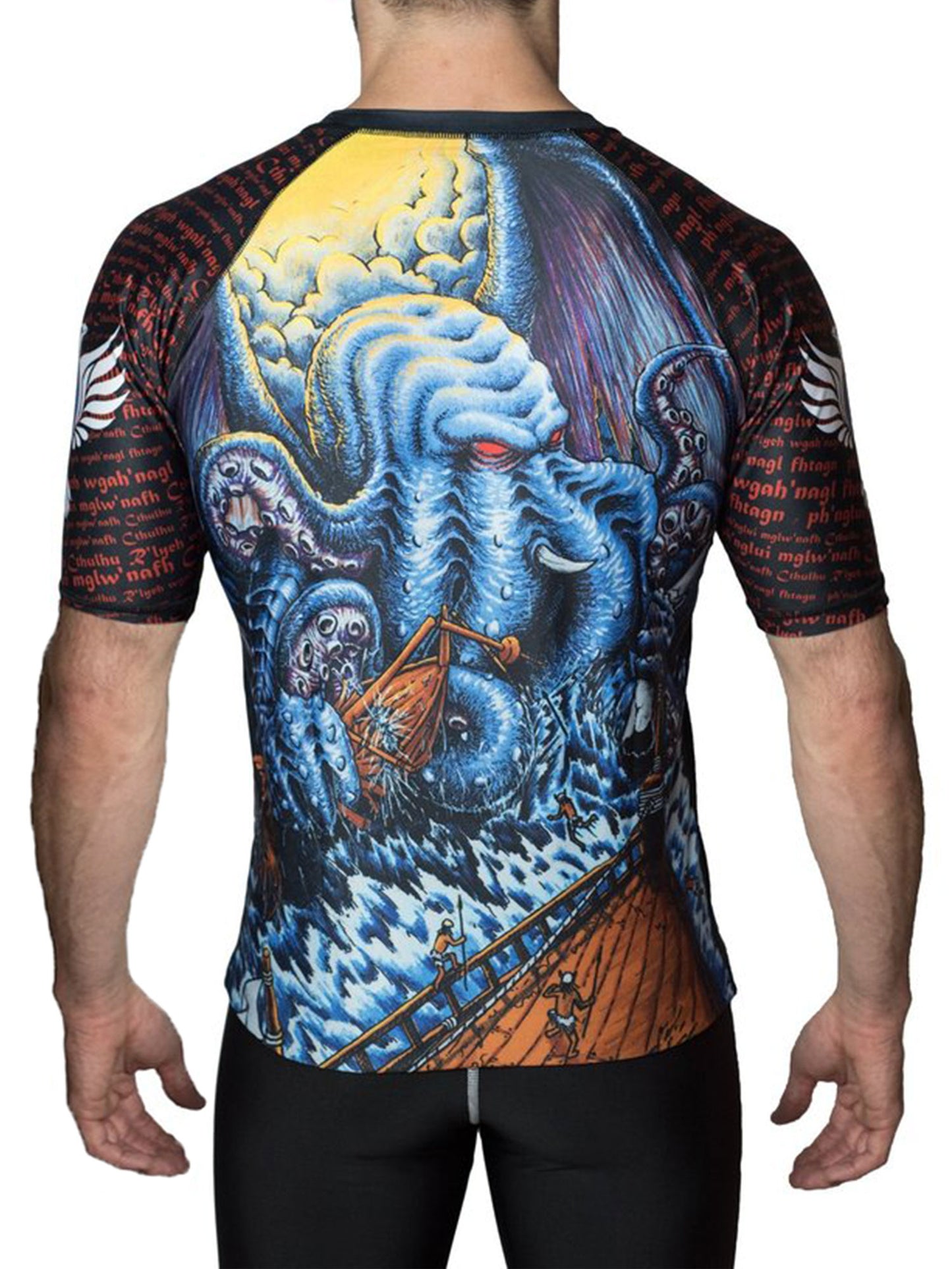 Raven Fightwear Men's Cthulhu Short Sleeve Rash Guard MMA BJJ Black