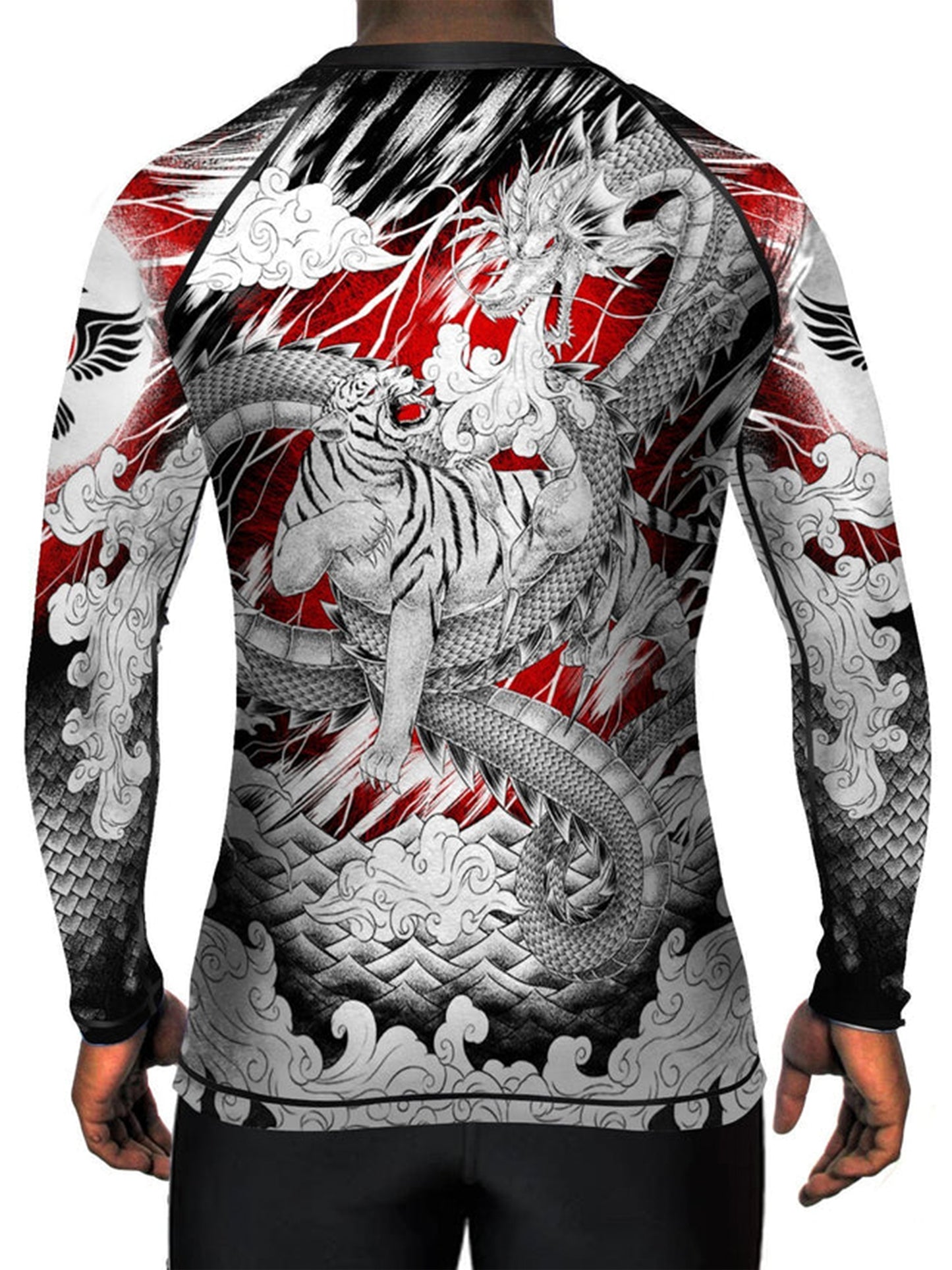 Raven Fightwear Men's Tiger and Dragon 1.0 Rash Guard MMA BJJ Black