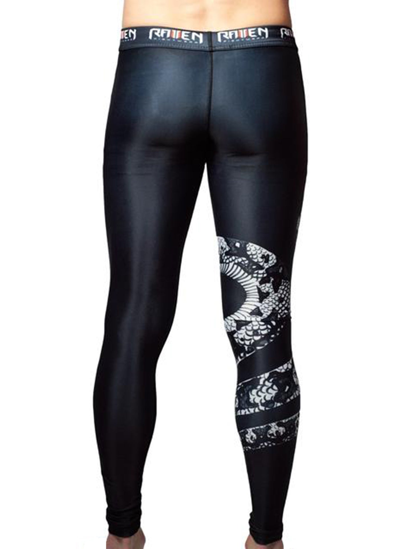 Raven Fightwear Men's Constrictor Snake BJJ Spats Tights MMA Black/White