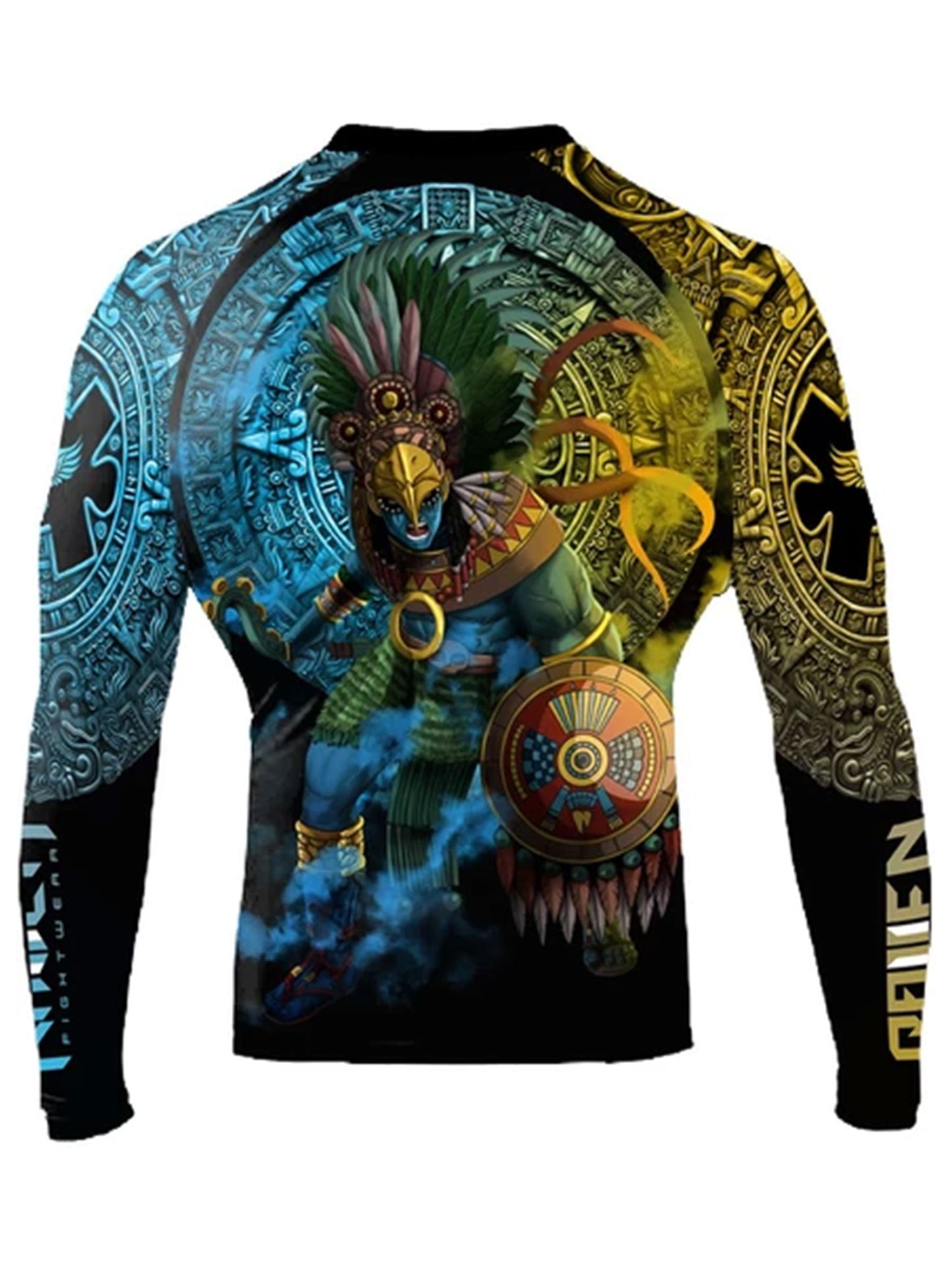 Raven Fightwear Men's Huitzilopochtli Aztec Rash Guard MMA BJJ Black