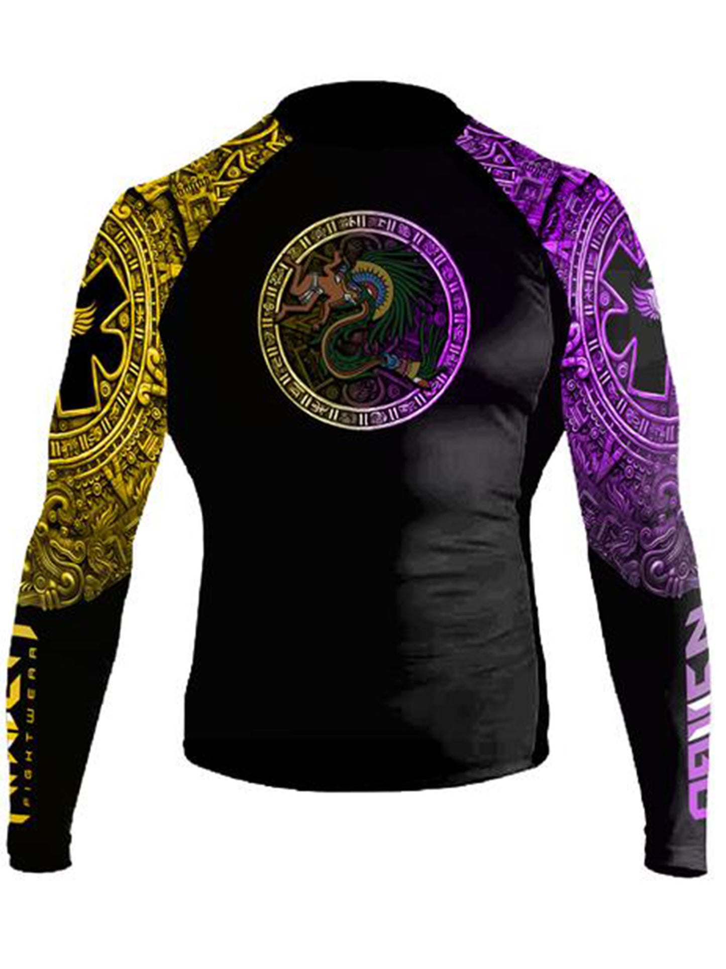 Raven Fightwear Men's Quetzalcoatl Aztec Rash Guard MMA BJJ Black