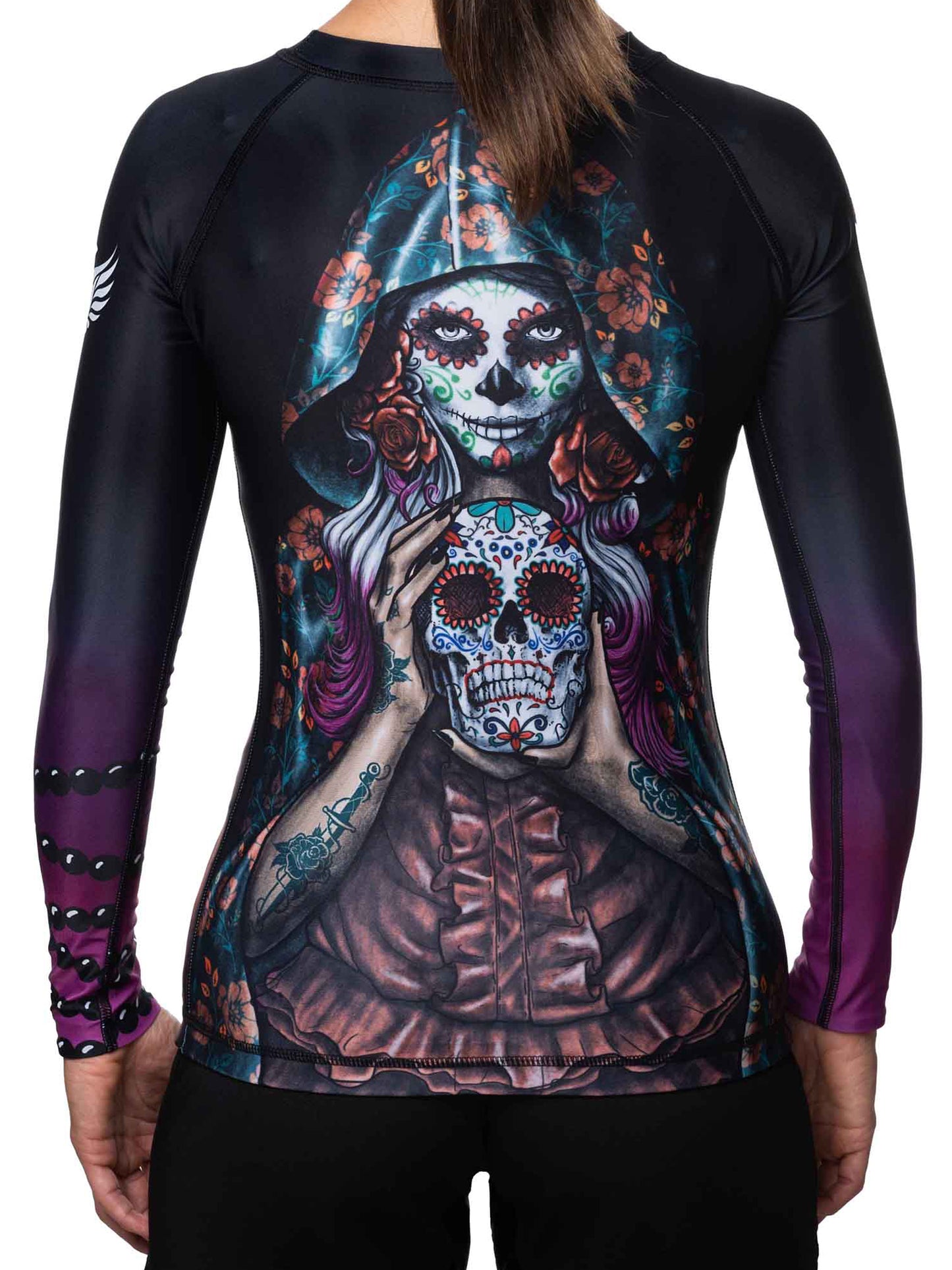 Raven Fightwear Women's La Calavera Catrina Rash Guard BJJ MMA Black