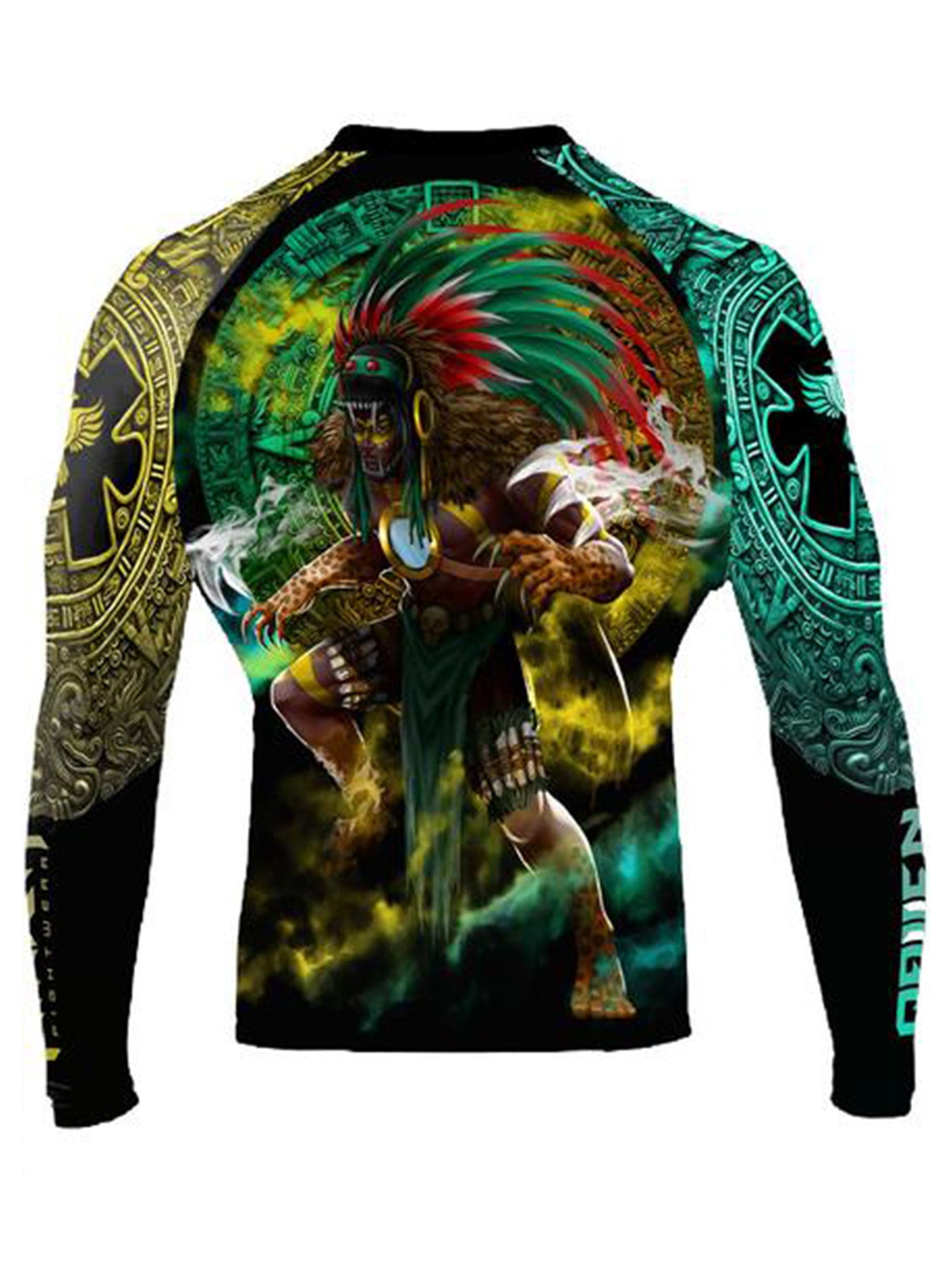 Raven Fightwear Men's Tezcatlipoca Aztec Rash Guard MMA BJJ Black