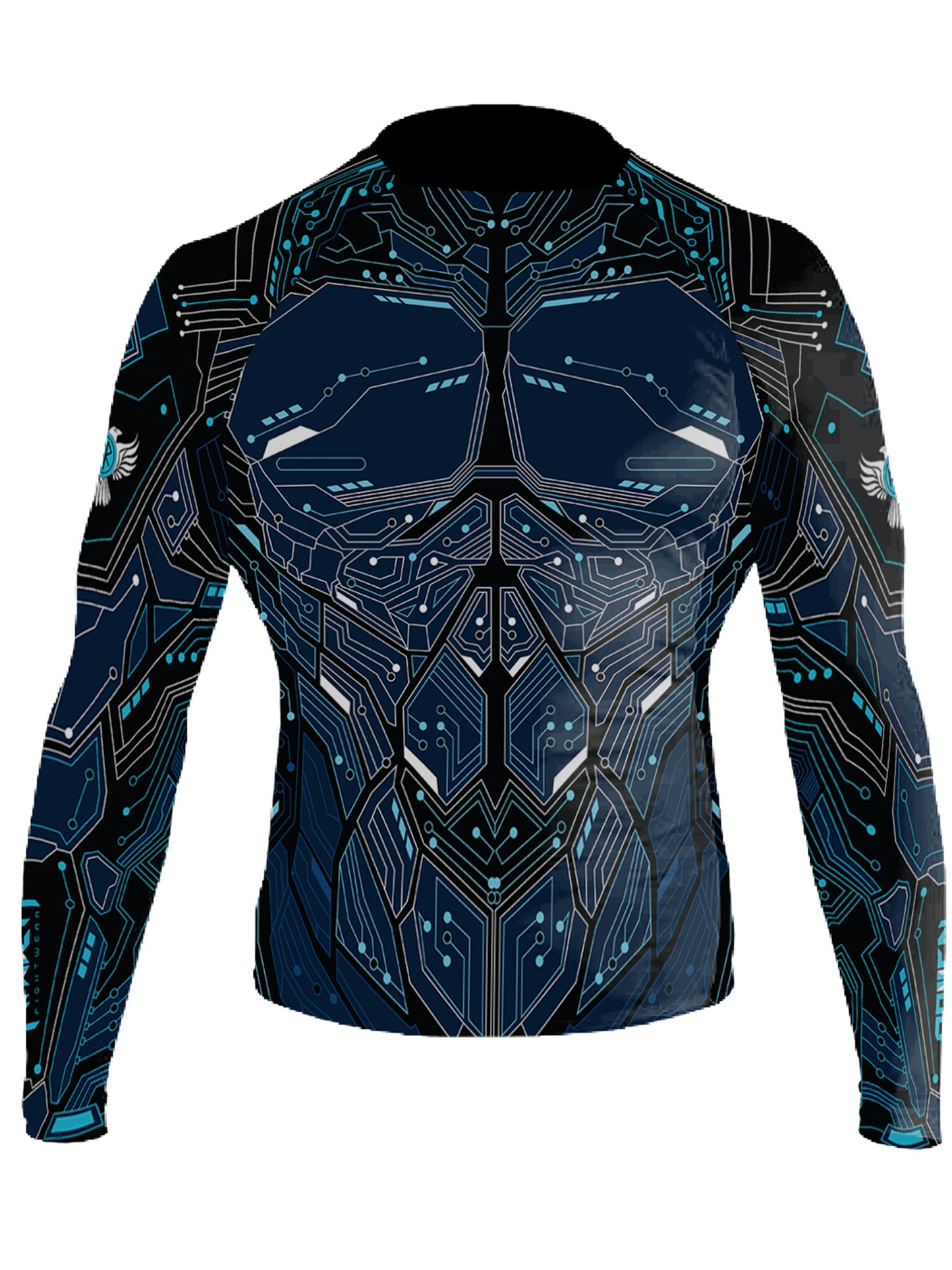 Raven Fightwear Men's Cybernetic Rash Guard MMA BJJ Blue