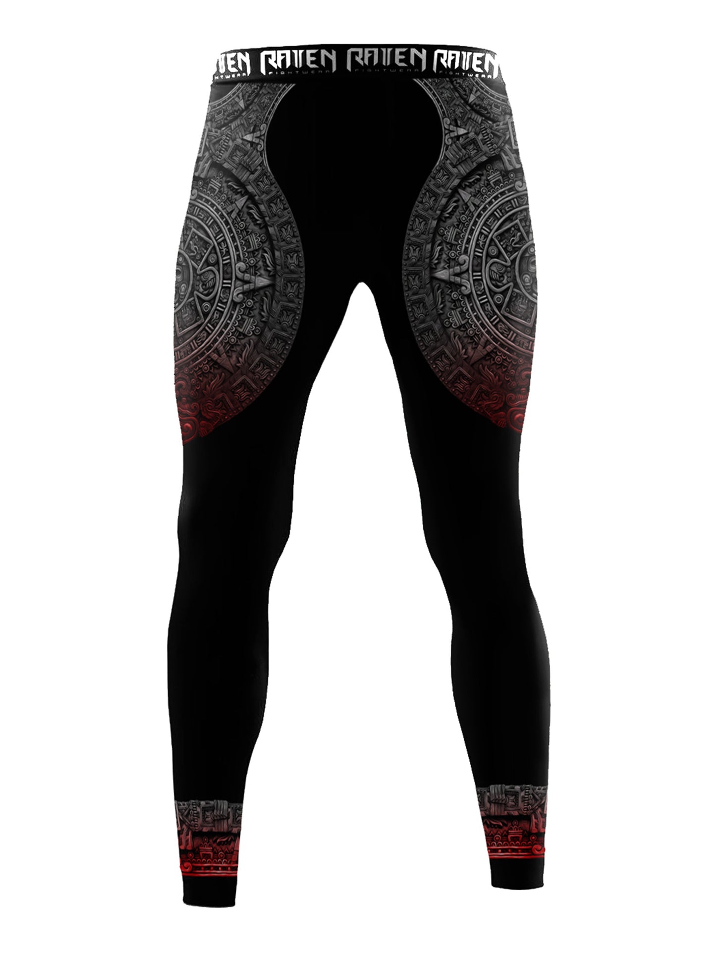 Raven Fightwear Men's Aztec Ranked Leggings Spats MMA BJJ Black