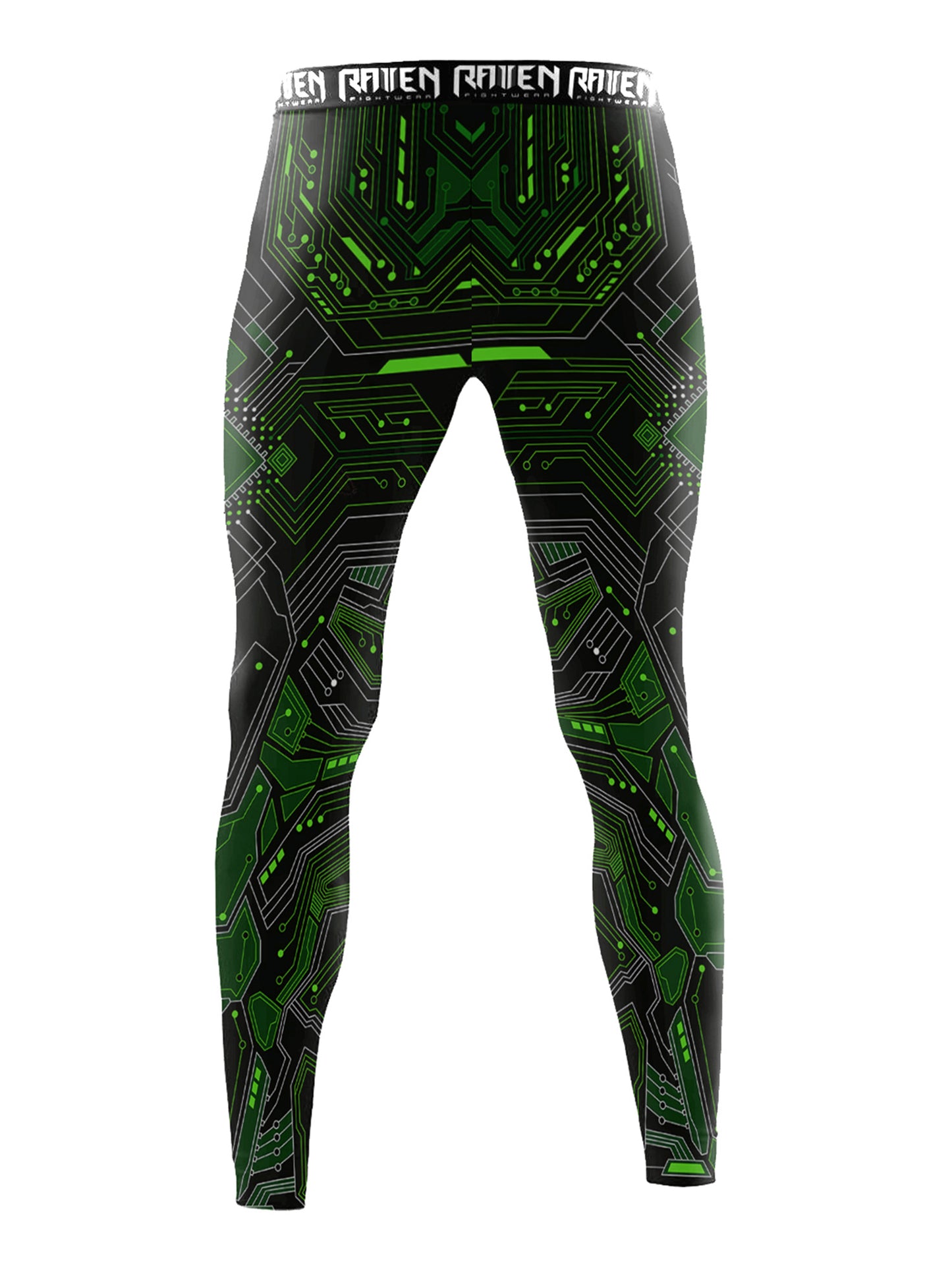 Raven Fightwear Men's Cybernetic Leggings Spats MMA BJJ Green