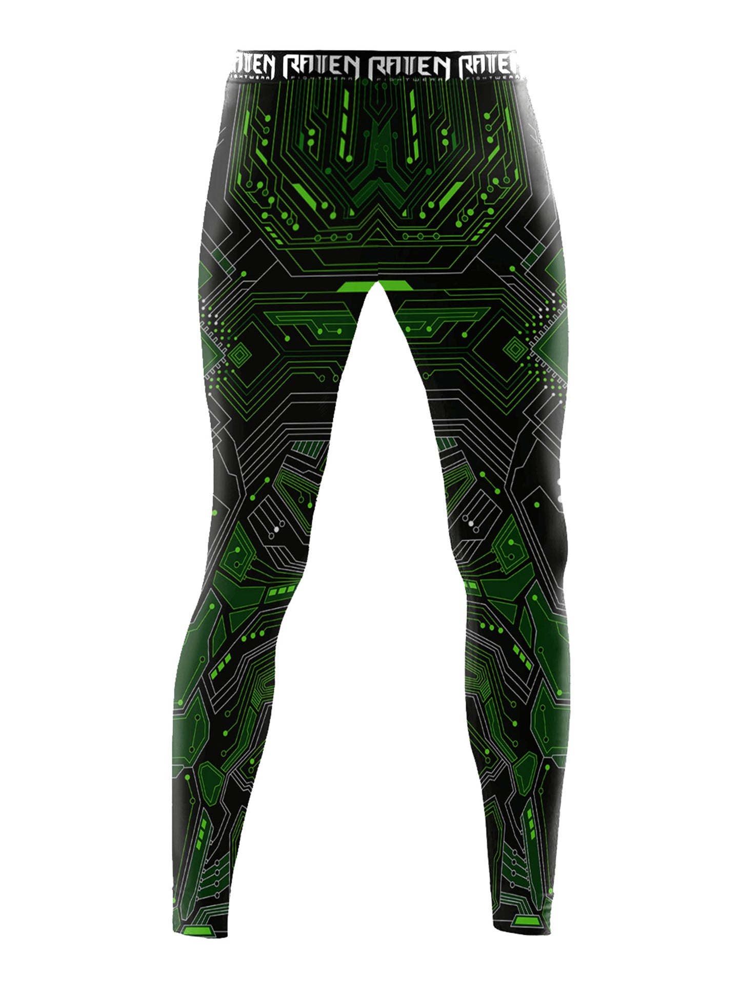 Raven Fightwear Men's Cybernetic Leggings Spats MMA BJJ Green