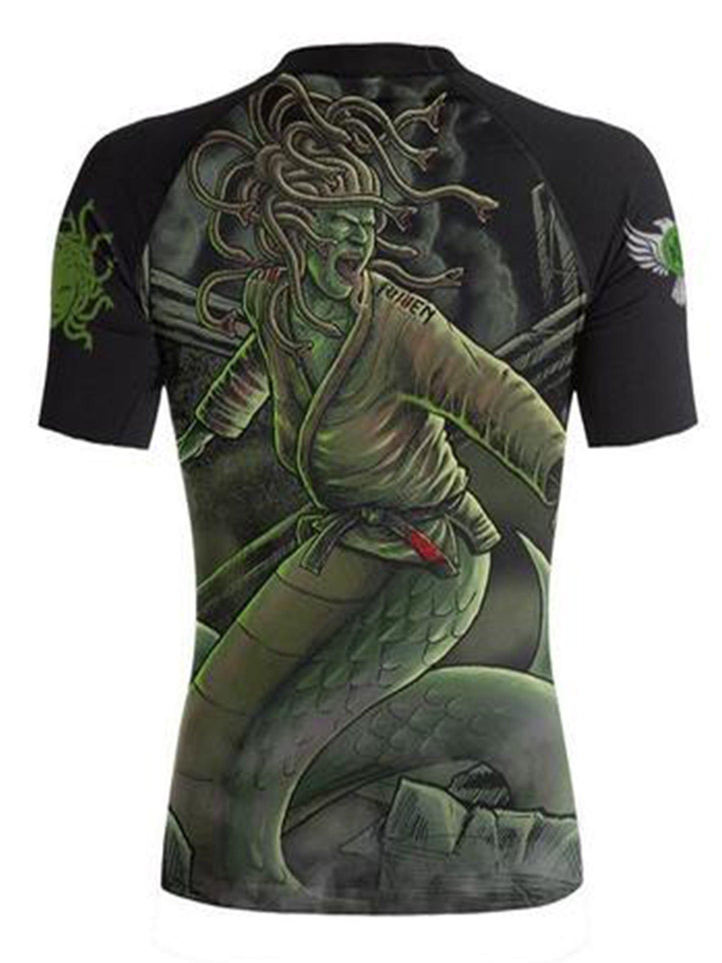 Raven Fightwear Women's Medusa MMA BJJ Short Sleeve Rash Guard Black