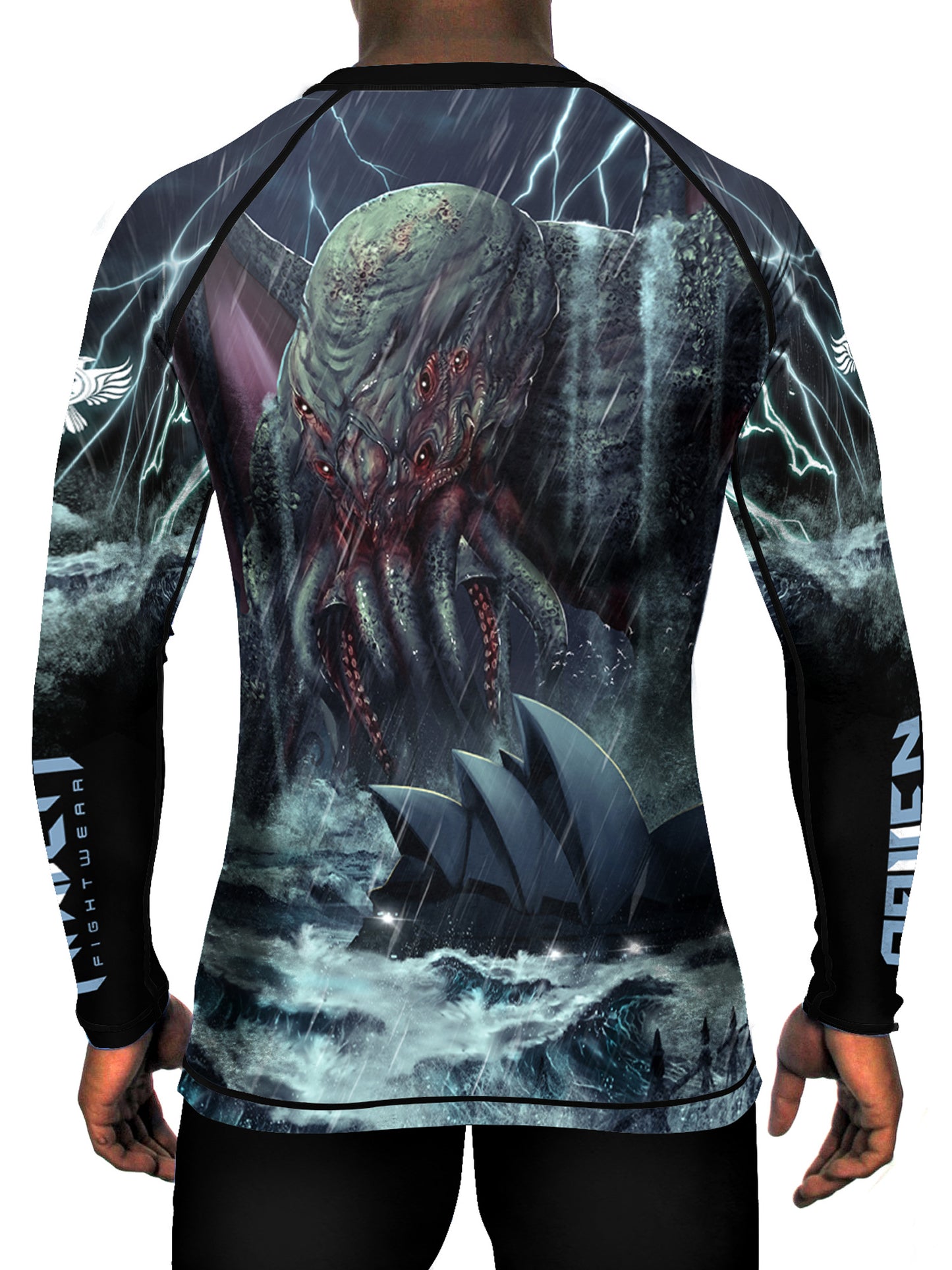 Raven Fightwear Men's Cthulhu Rises BJJ Rash Guard MMA Black