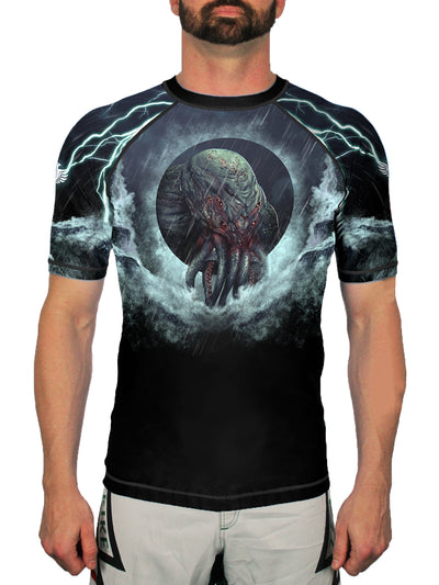 Raven Fightwear Men's Cthulhu Rises Short Sleeve Rash Guard MMA BJJ Black