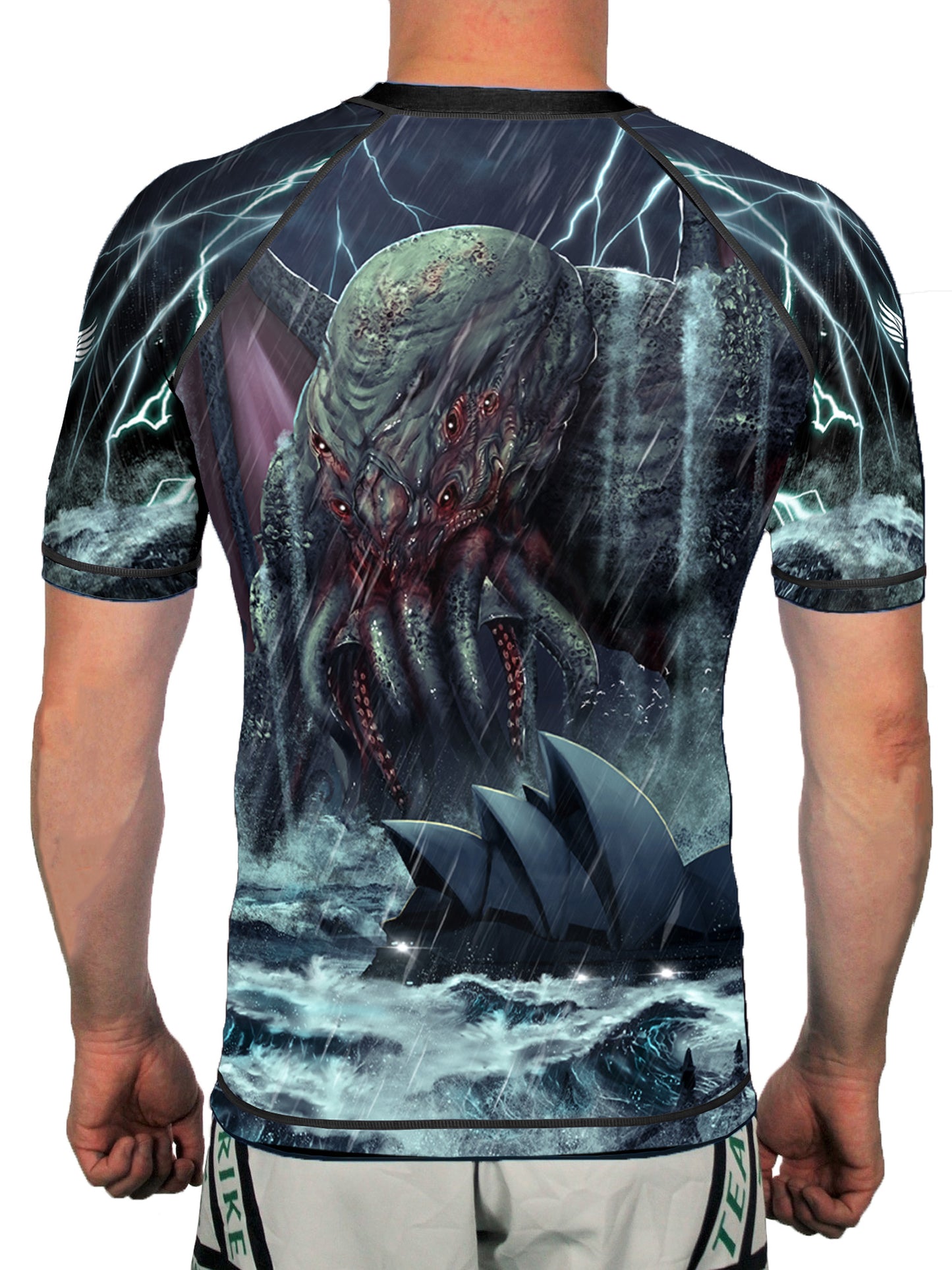 Raven Fightwear Men's Cthulhu Rises Short Sleeve Rash Guard MMA BJJ Black