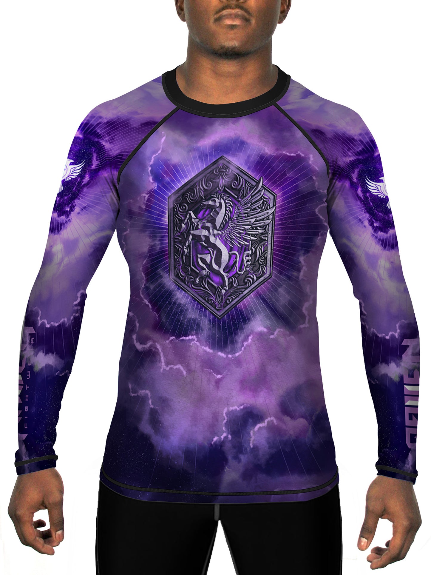 Raven Fightwear Men's The Pegasus Dusk Rash Guard MMA BJJ Purple