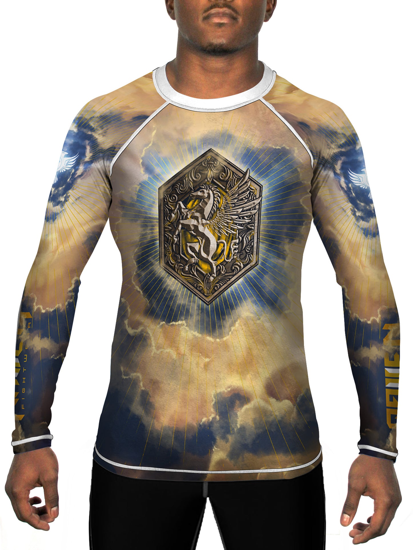 Raven Fightwear Men's The Pegasus Dawn Rash Guard MMA BJJ Blue