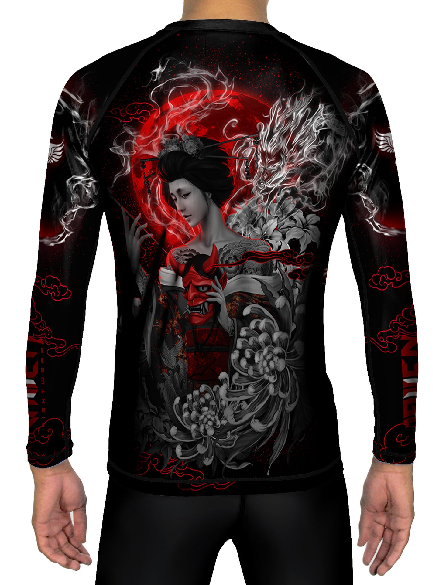 Raven Fightwear Men's The Illustrated Geisha 2.0 Rash Guard MMA BJJ Black