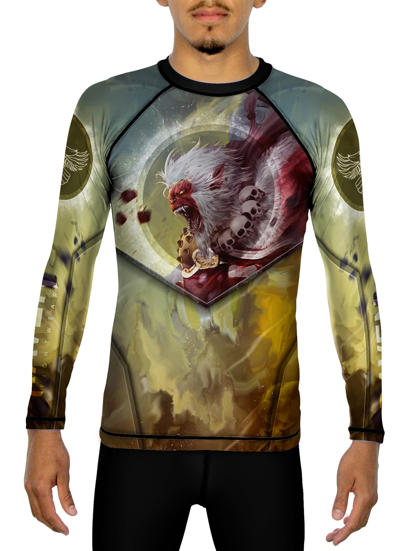 Raven Fightwear Men's The Monkey King Sun Wukong Rash Guard MMA BJJ Black