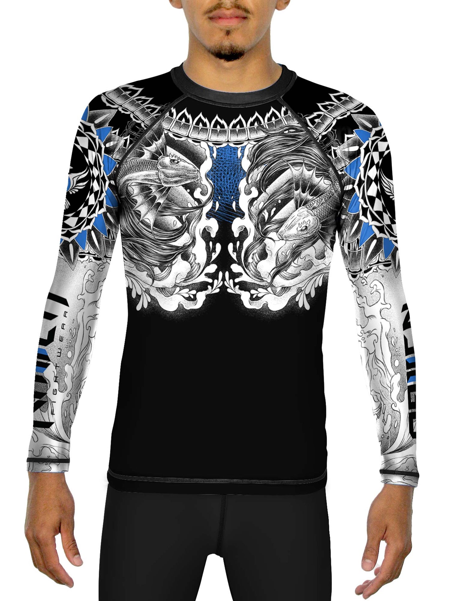 Raven Fightwear Men's Battle Fish Rash Guard MMA BJJ Black