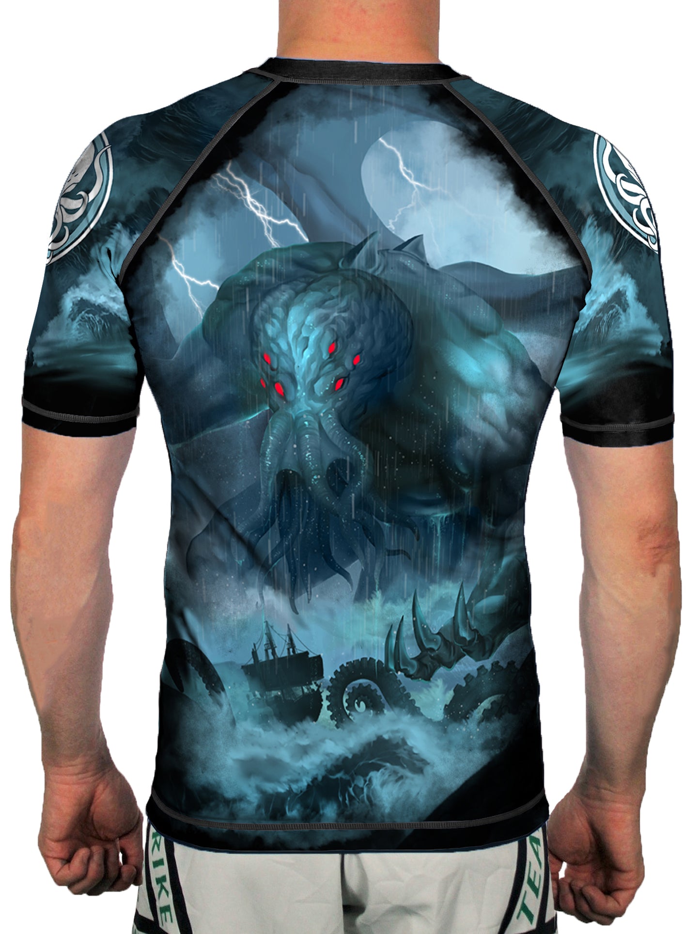 Raven Fightwear Men's The Great Old One Cthulhu Short Sleeve Rash Guard MMA BJJ Black