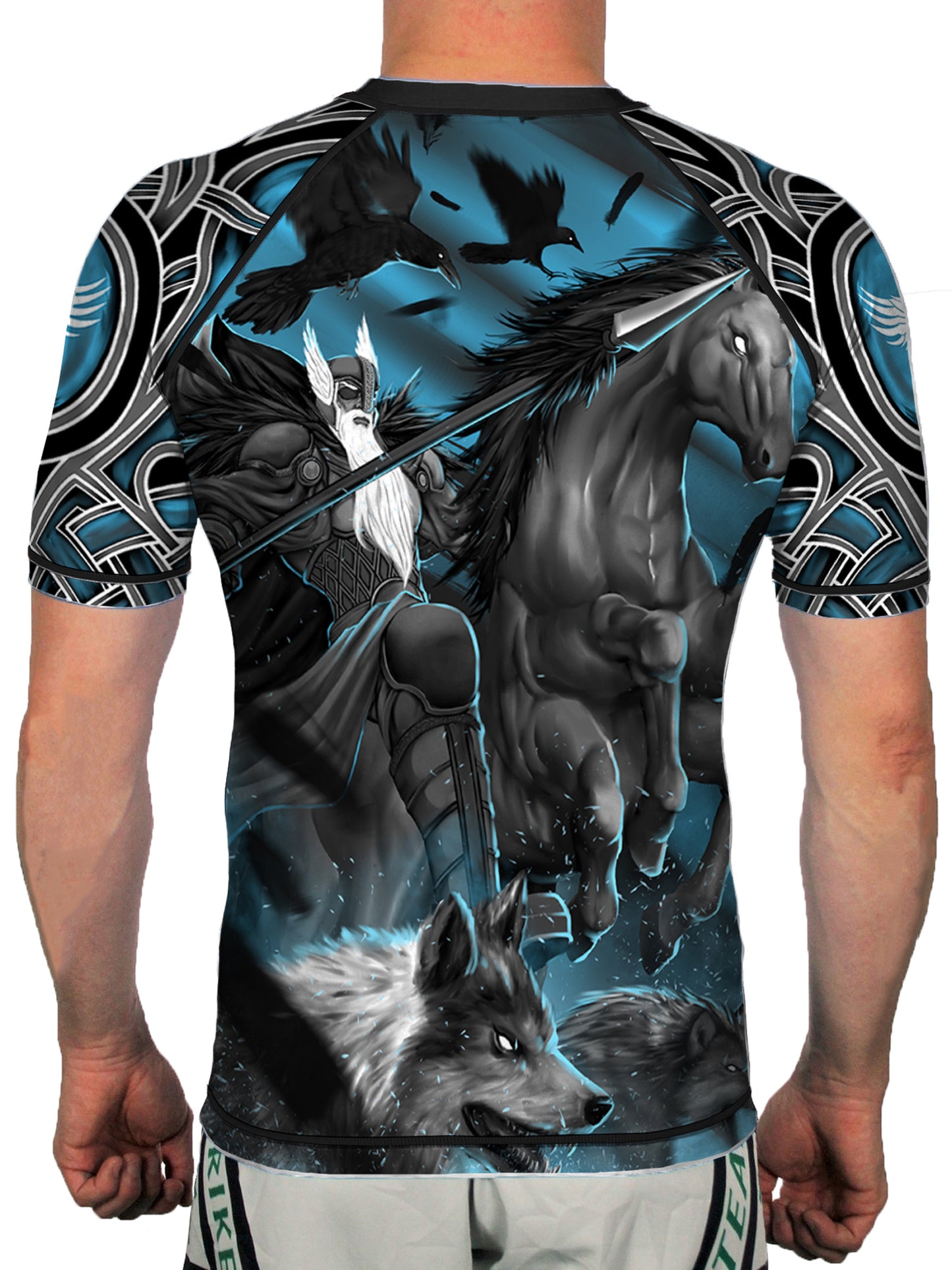 Raven Fightwear Men's The Gods of Scandinavia Odin Short Sleeve Rash Guard MMA BJJ Black