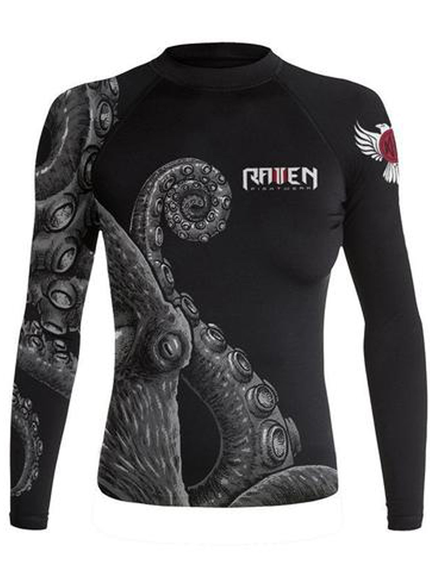 Raven Fightwear Women's Kraken Octopus Rash Guard MMA BJJ Black/Black