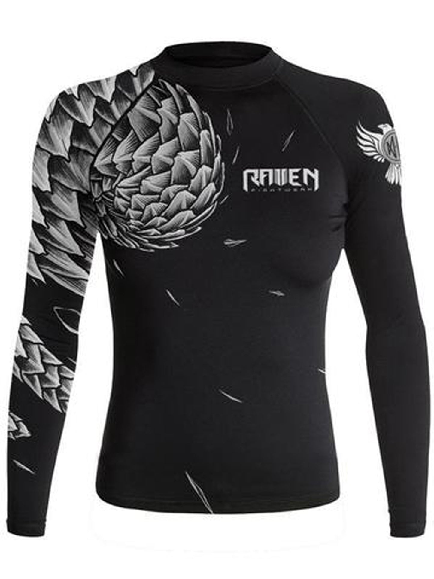 Raven Fightwear Women's Power Pangolin Rash Guard MMA BJJ Black/White