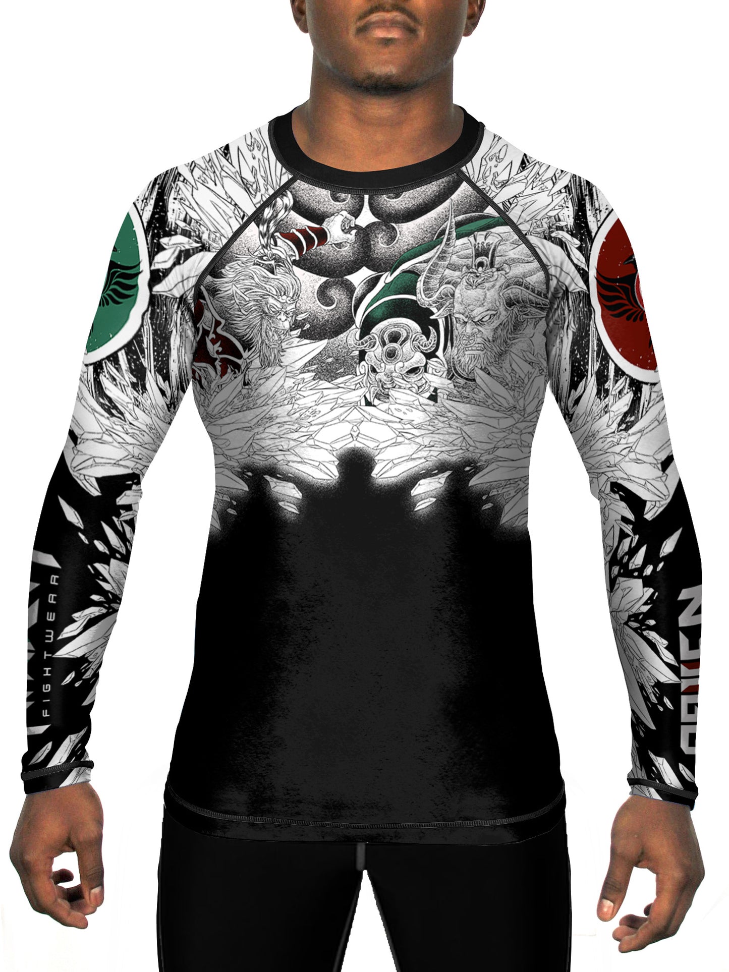 Raven Fightwear Men's Monkey King vs Bull King BJJ Rash Guard MMA Black
