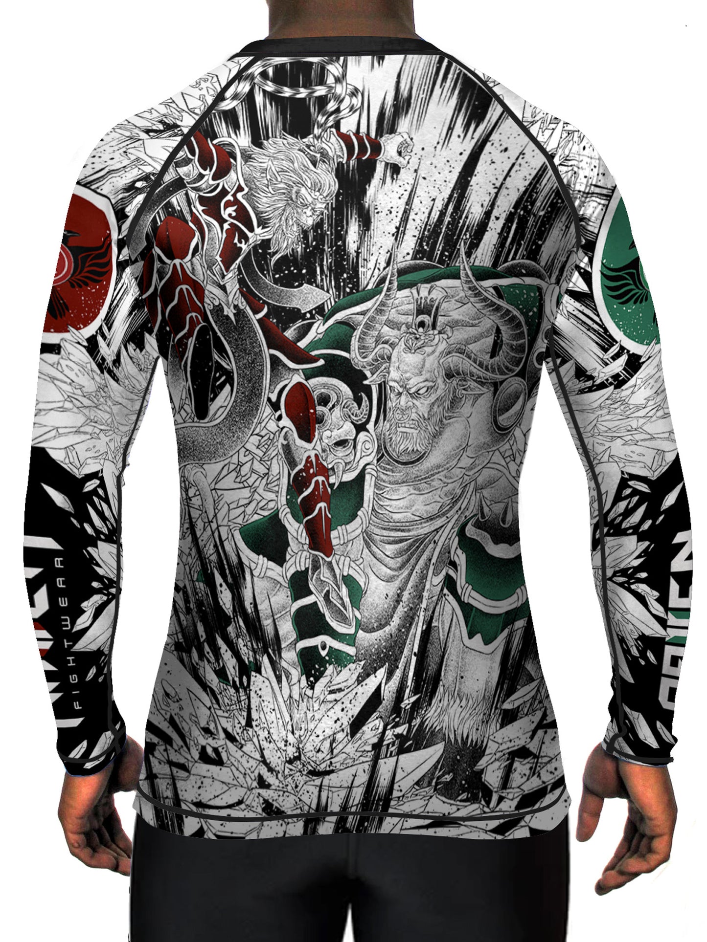 Raven Fightwear Men's Monkey King vs Bull King BJJ Rash Guard MMA Black