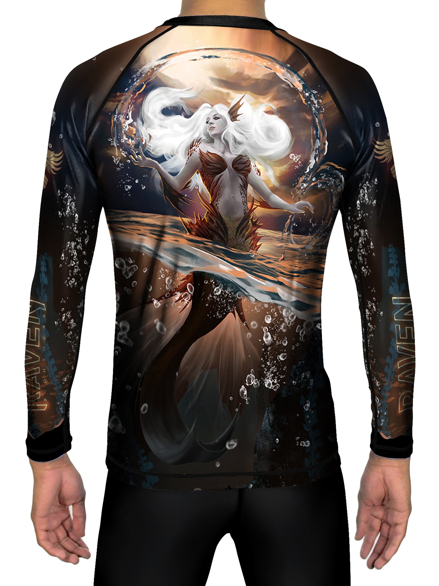 Raven Fightwear Men's The Siren Mermaid BJJ Rash Guard MMA Black