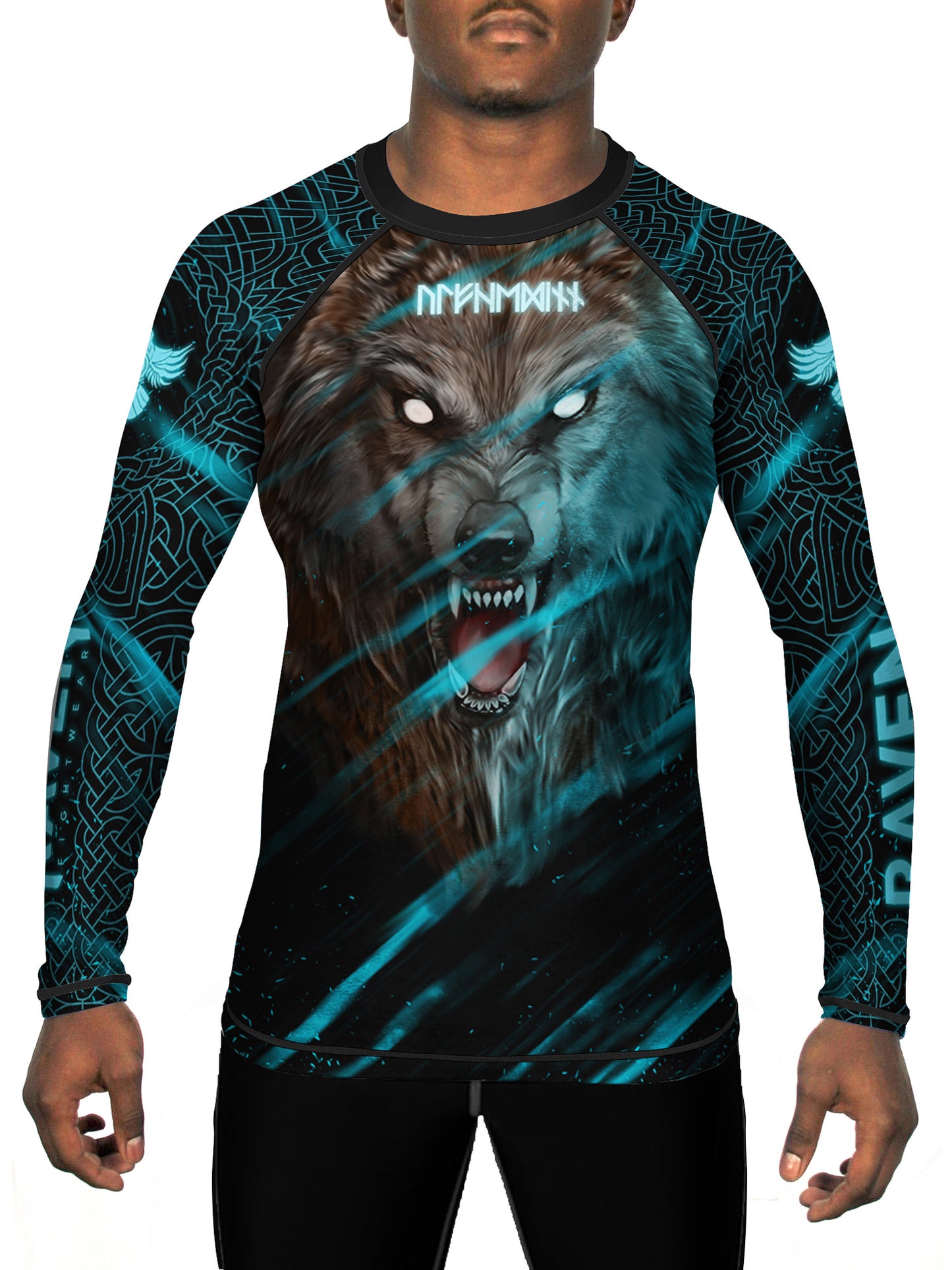 Raven Fightwear Men's Ulfhedinn 2.0 Wolf BJJ Rash Guard MMA Black