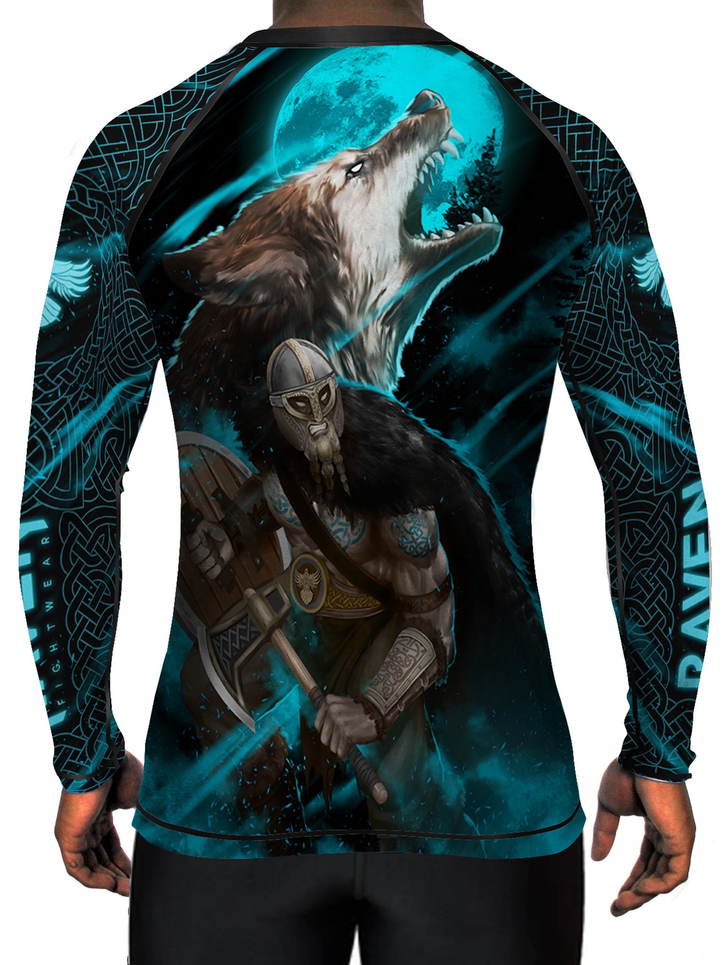 Raven Fightwear Men's Ulfhedinn 2.0 Wolf BJJ Rash Guard MMA Black