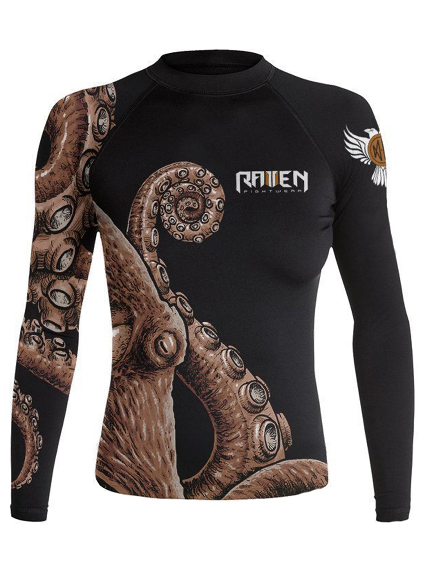 Raven Fightwear Women's Kraken Octopus BJJ Rash Guard MMA Black/Brown