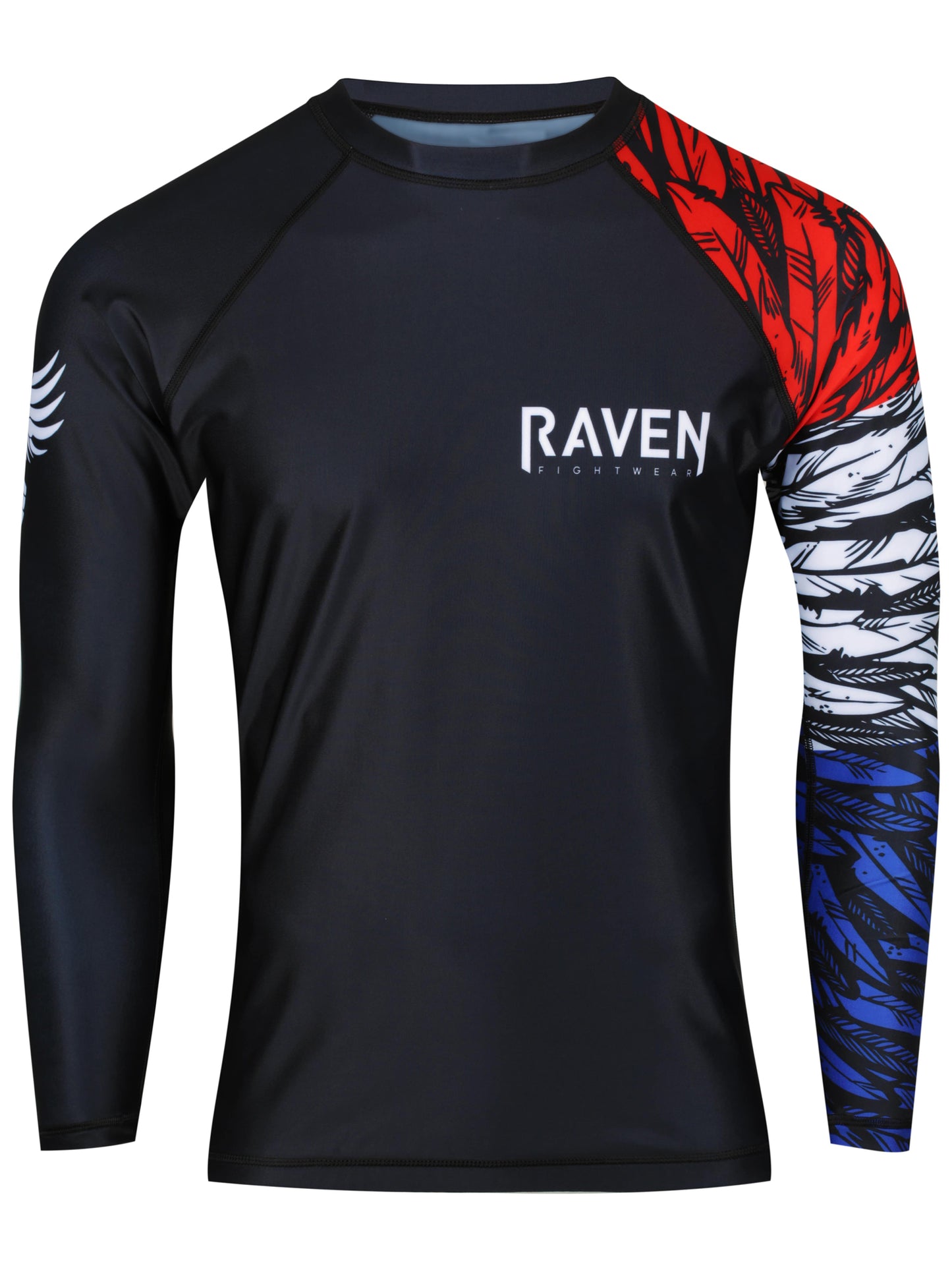 Raven Fightwear Men's Aerial Assault BJJ Rash Guard MMA Red/White/Blue