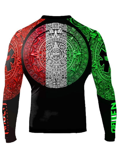 Raven Fightwear Men's Aztec BJJ Rash Guard MMA Red/White/Green