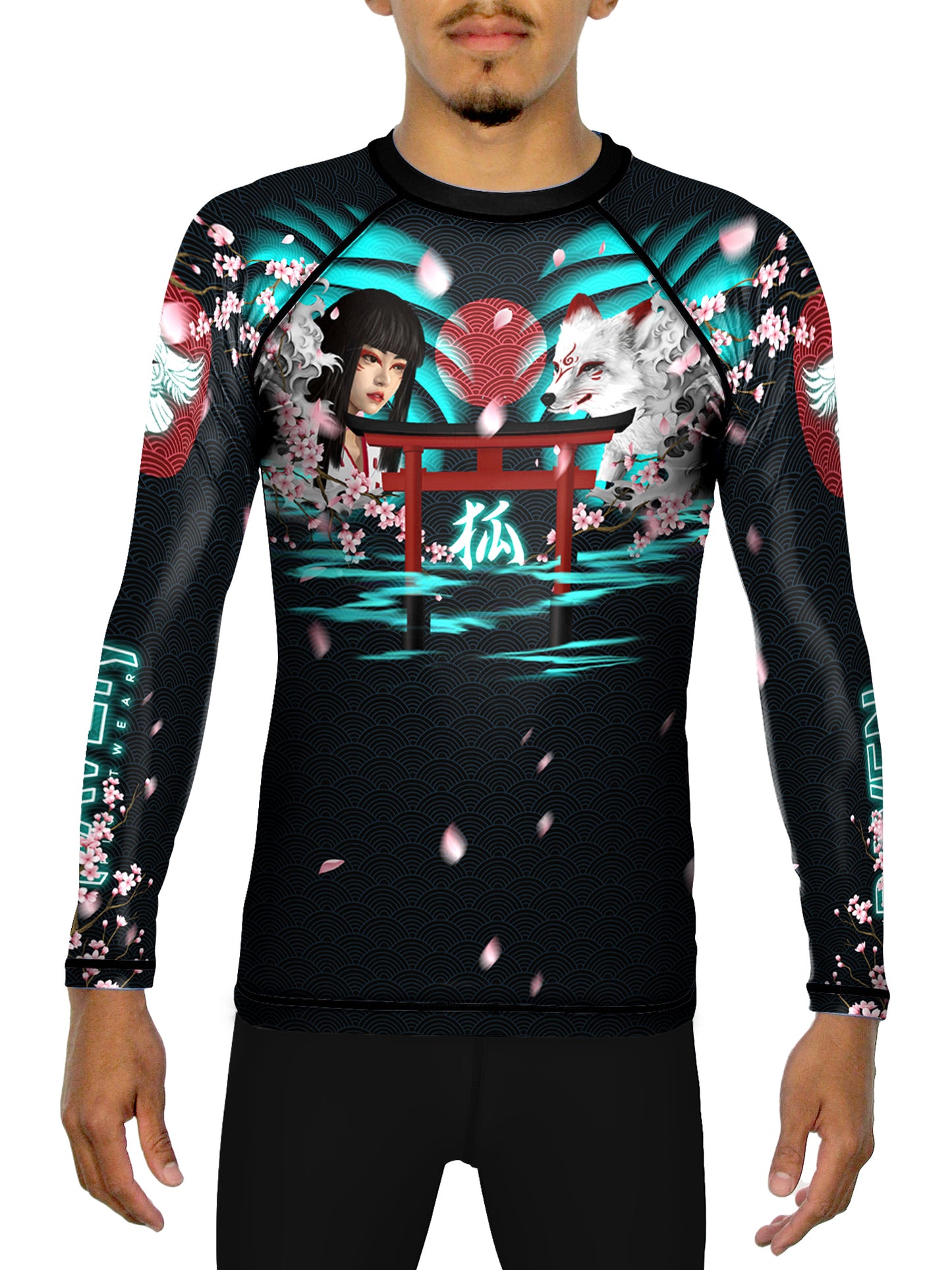 Raven Fightwear Men's Kitsune Fox BJJ Rash Guard MMA Black