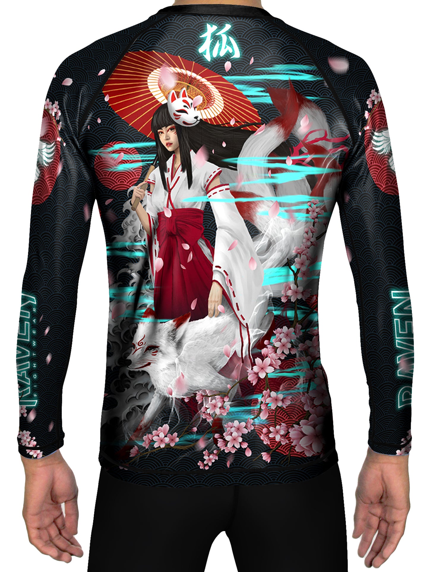 Raven Fightwear Men's Kitsune Fox BJJ Rash Guard MMA Black