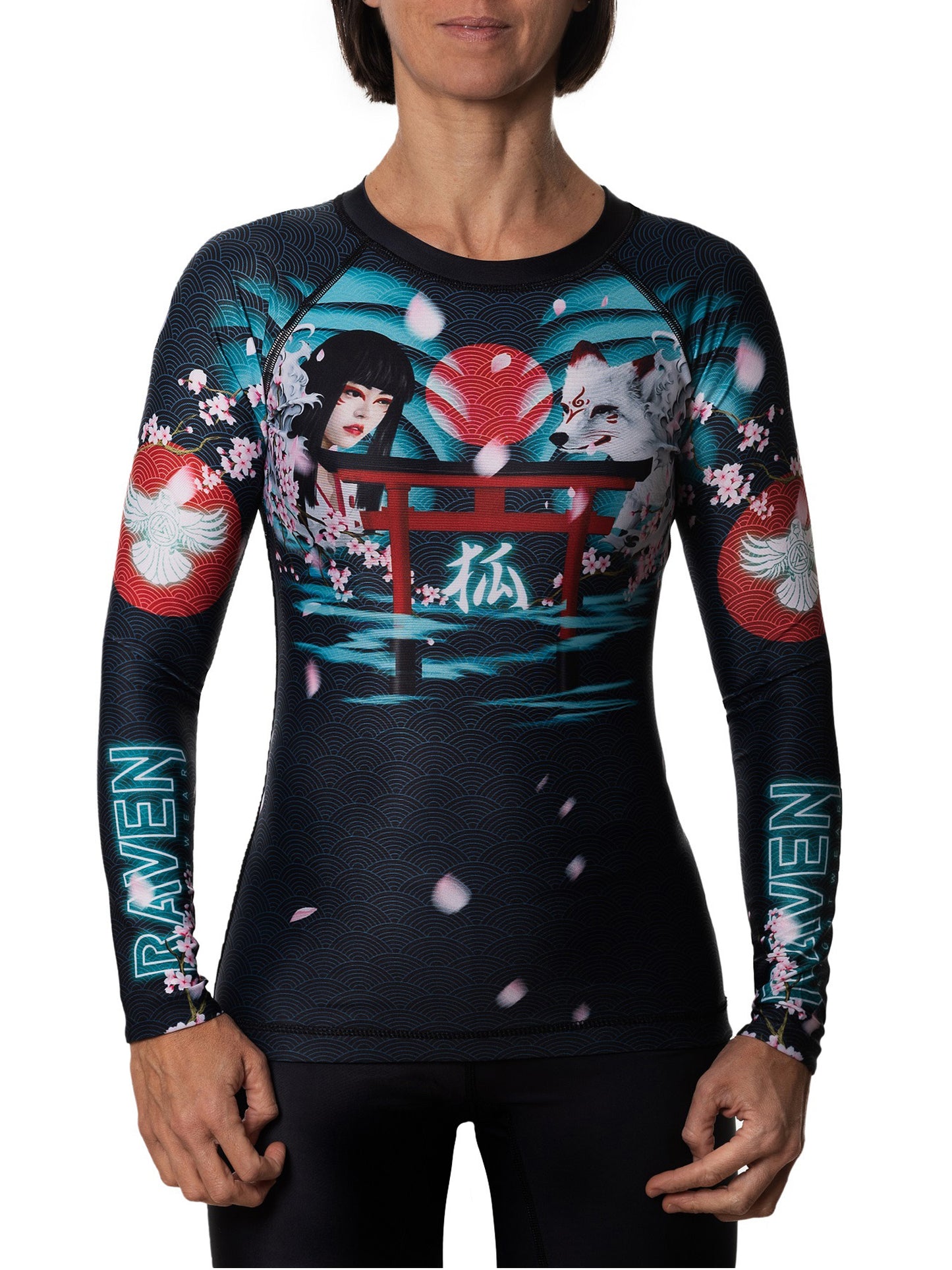 Raven Fightwear Women's Kitsune Fox BJJ Rash Guard MMA Black