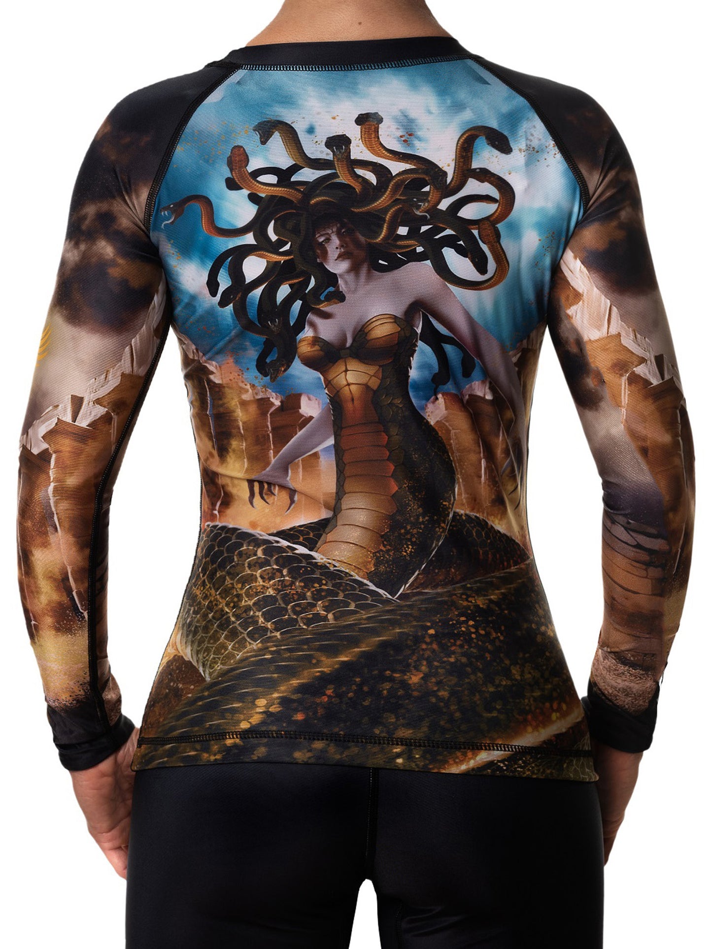 Raven Fightwear Women's Medusa Gorgon BJJ Rash Guard MMA Black