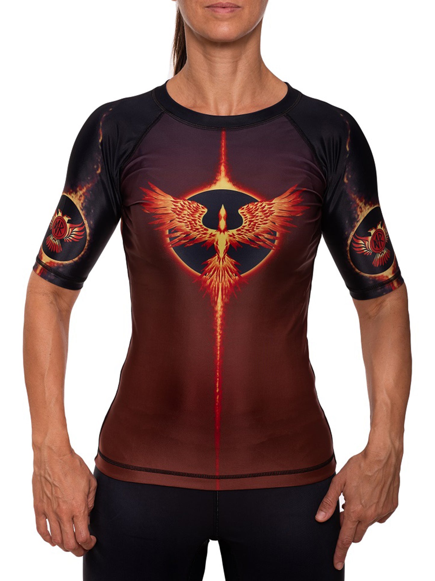 Raven Fightwear Women's The Phoenix BJJ Rash Guard MMA Short Sleeve Black