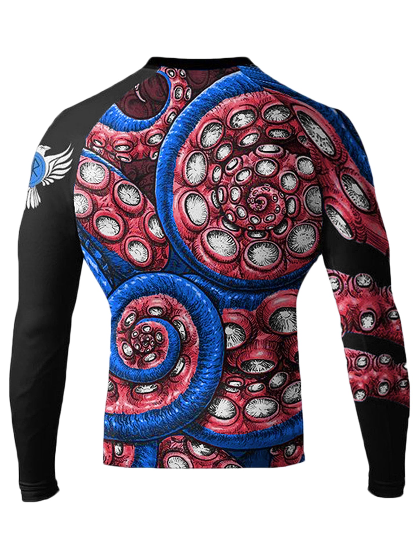 Raven Fightwear Men's Kraken Octopus BJJ Rash Guard MMA Red/White/Blue