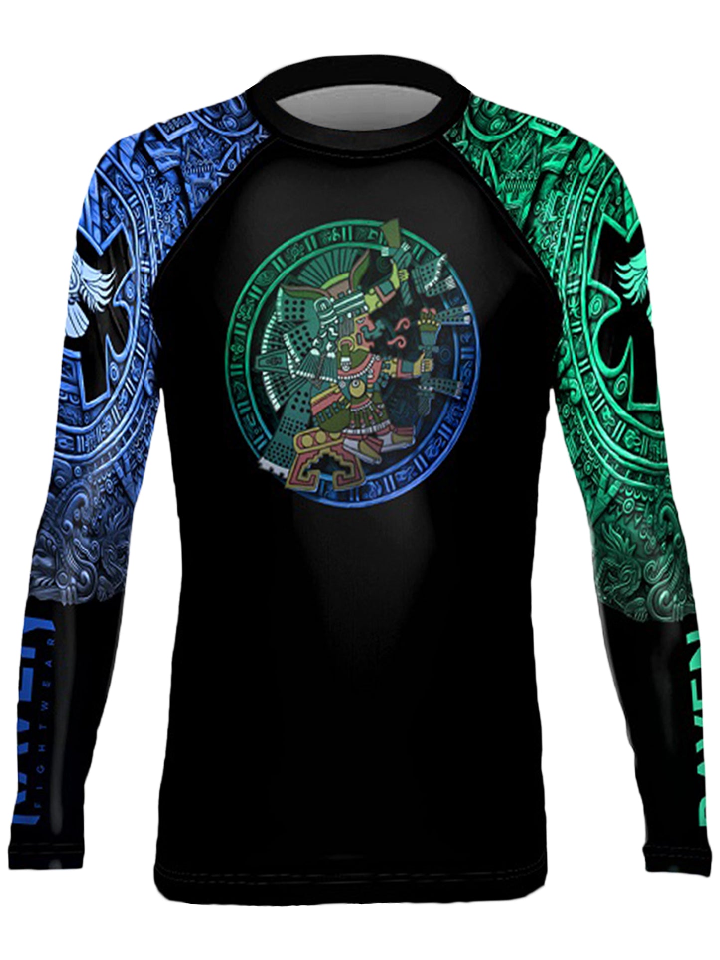 Raven Fightwear Women's Aztec Water Goddess Chalchiuhtlicue BJJ Rash Guard MMA Black