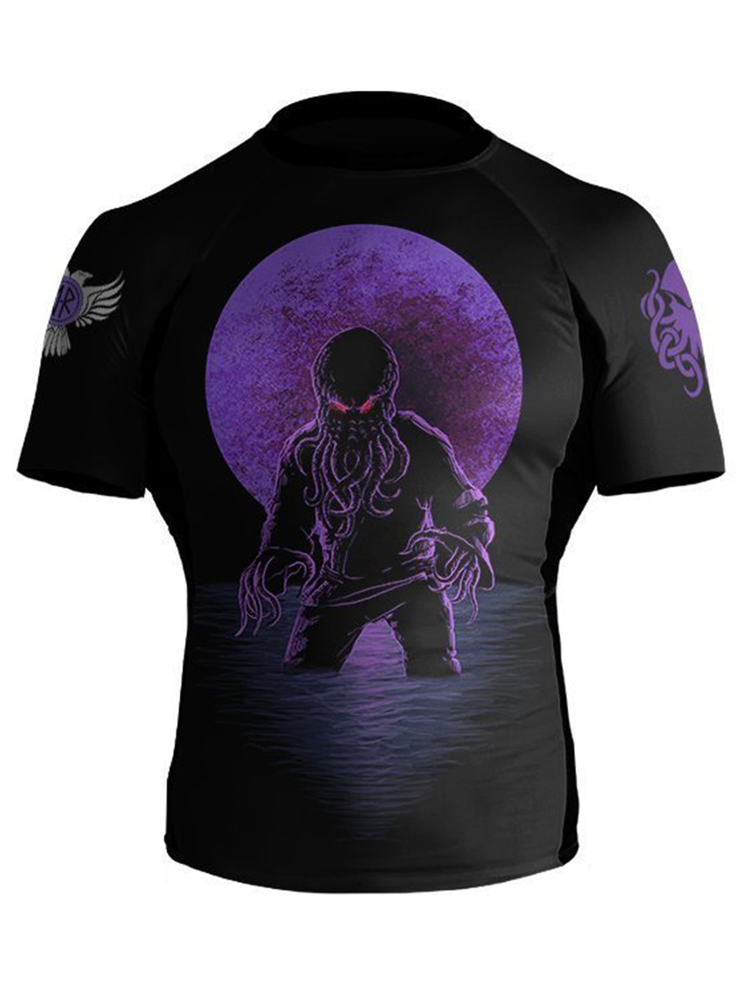 Raven Fightwear Men's BJJ Horror Cthulhu Short Sleeve BJJ Rash Guard MMA Black