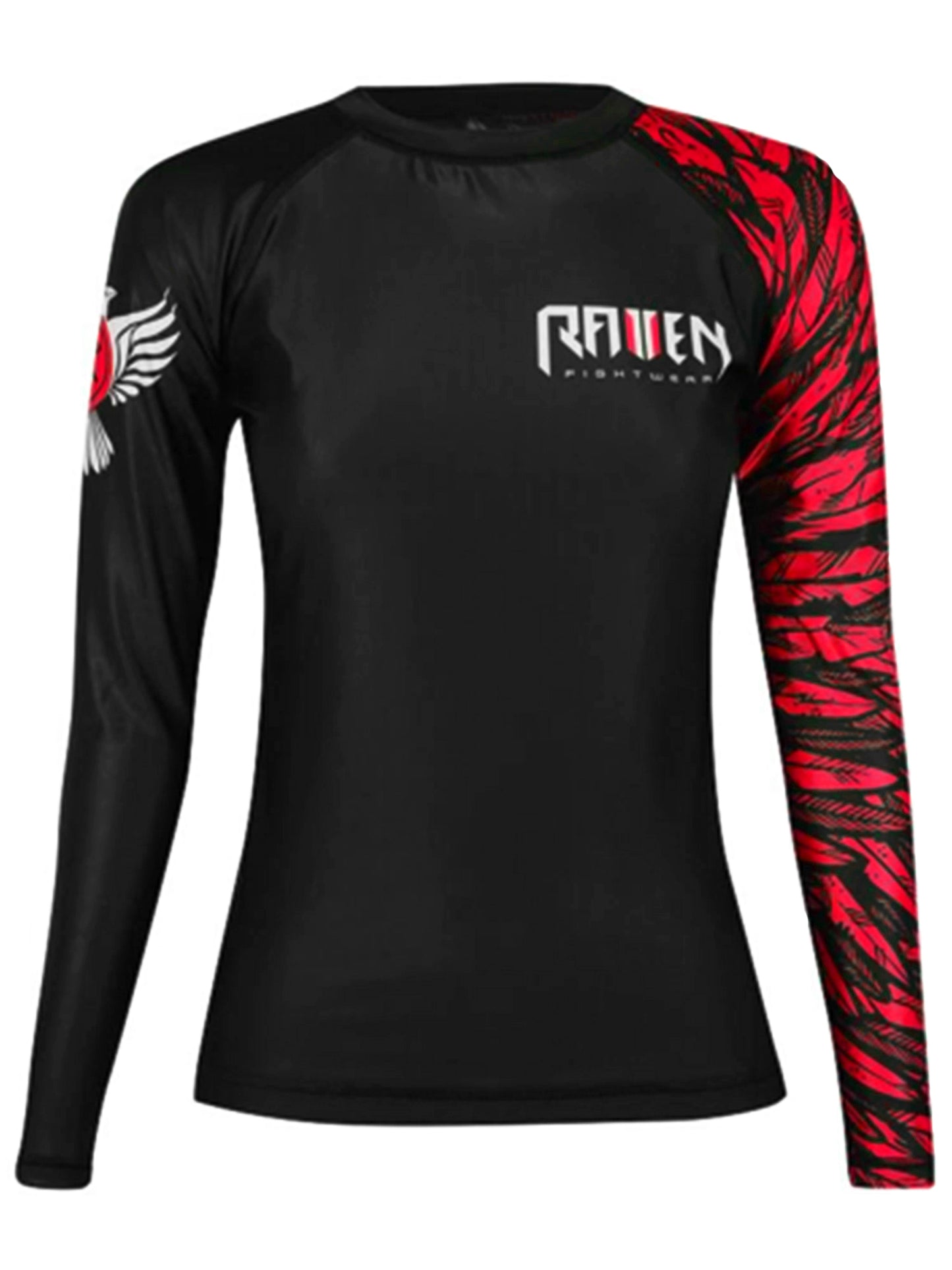 Raven Fightwear Women's Aerial Assault BJJ Rash Guard MMA Black/Red