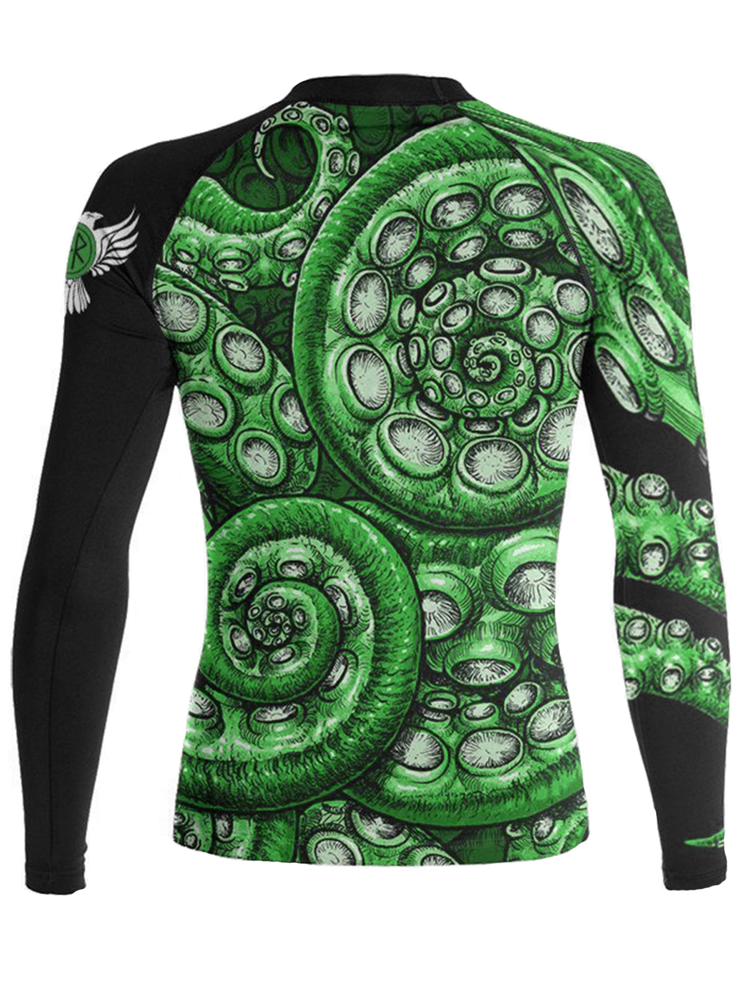 Raven Fightwear Women's Kraken Octopus Rash Guard MMA BJJ Black/Green