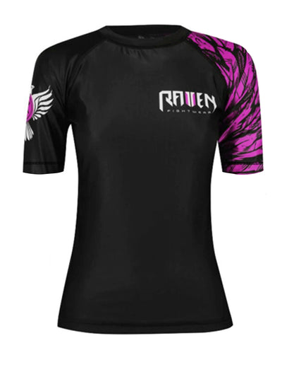 Raven Fightwear Women's Aerial Assault Short Sleeve BJJ Rash Guard MMA Black/Pink