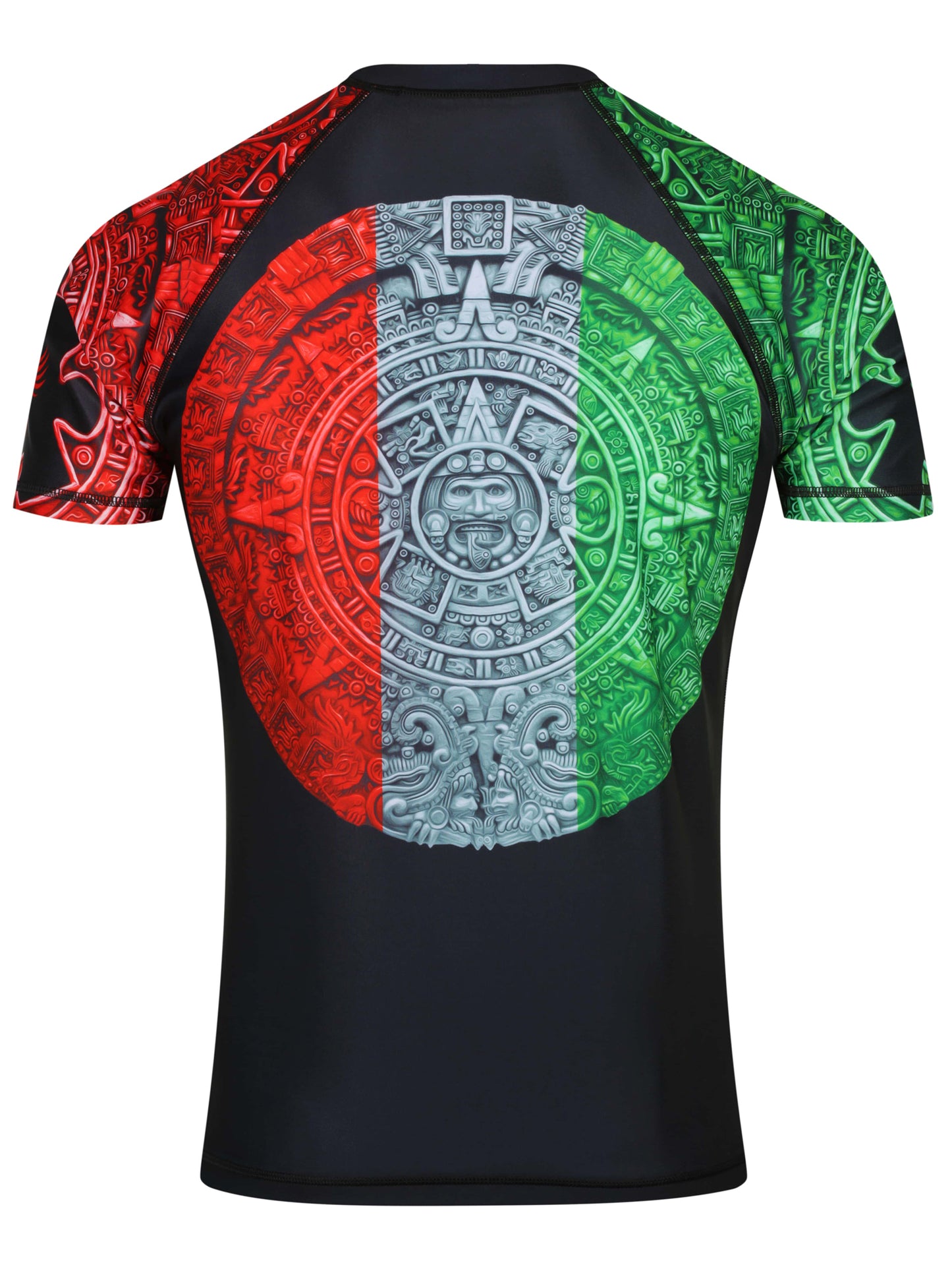 Raven Fightwear Men's Aztec Short Sleeve BJJ Rash Guard MMA Red/White/Green